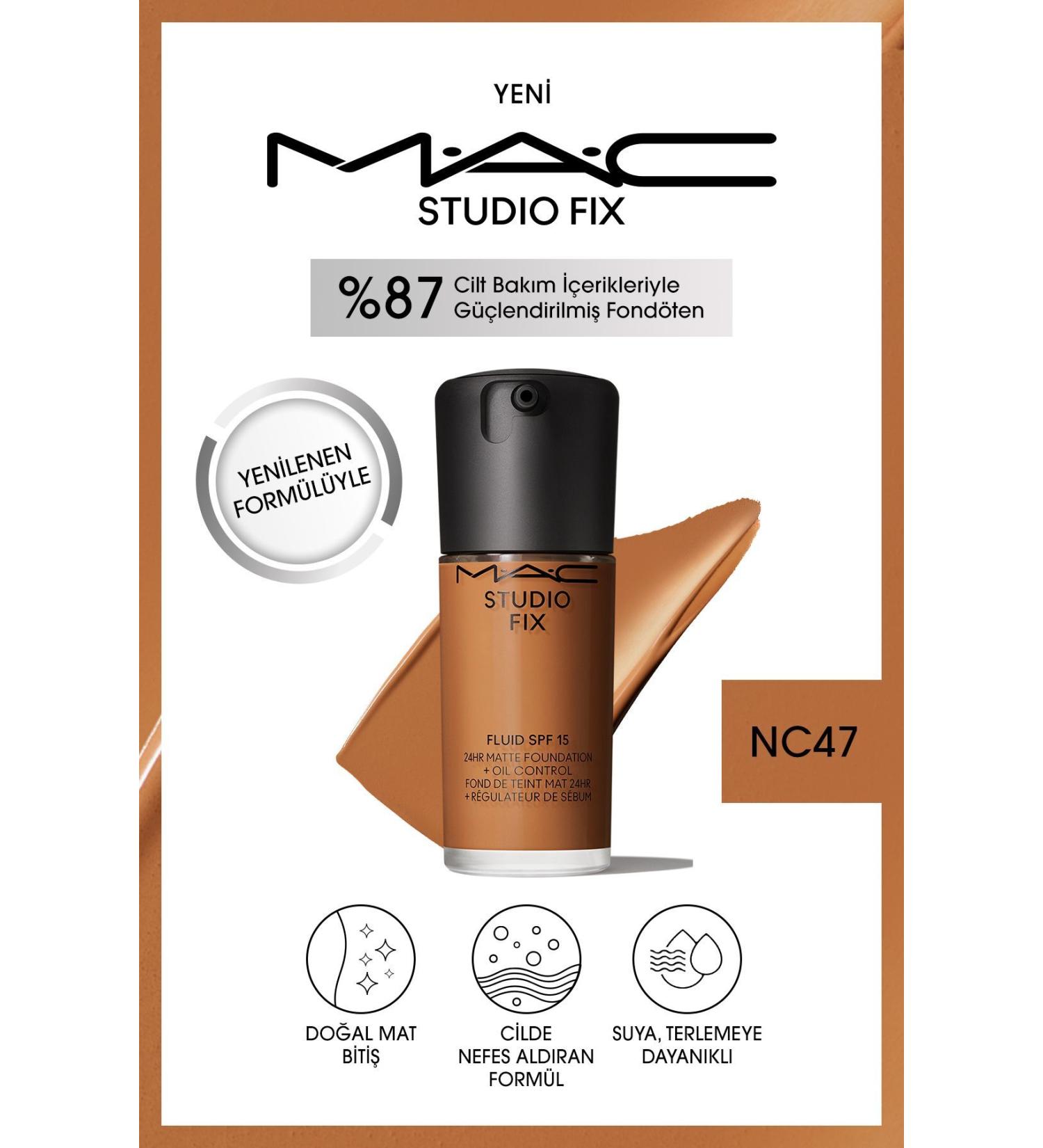 Mac NEW STUDIO FIX FLUID SPF 15 MATTE FOUNDATION-NC47 30 ML..NATURAL MATTE FINISH