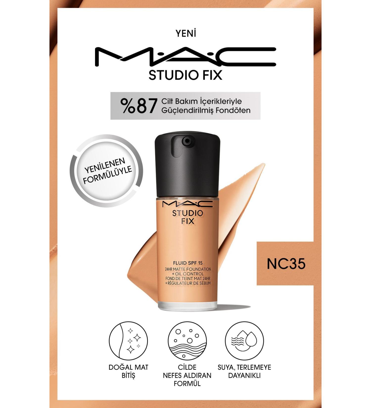 Mac RENEWED FORMULA STUDIO FIX FLUID SPF 15 MATTE FOUNDATION-NC35 30 ML..