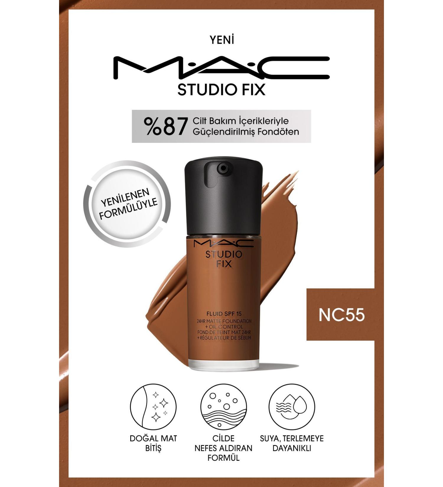 Mac RENEWED FORMULA STUDIO FIX FLUID SPF 15 MATTE FOUNDATION-NC55 30 ML