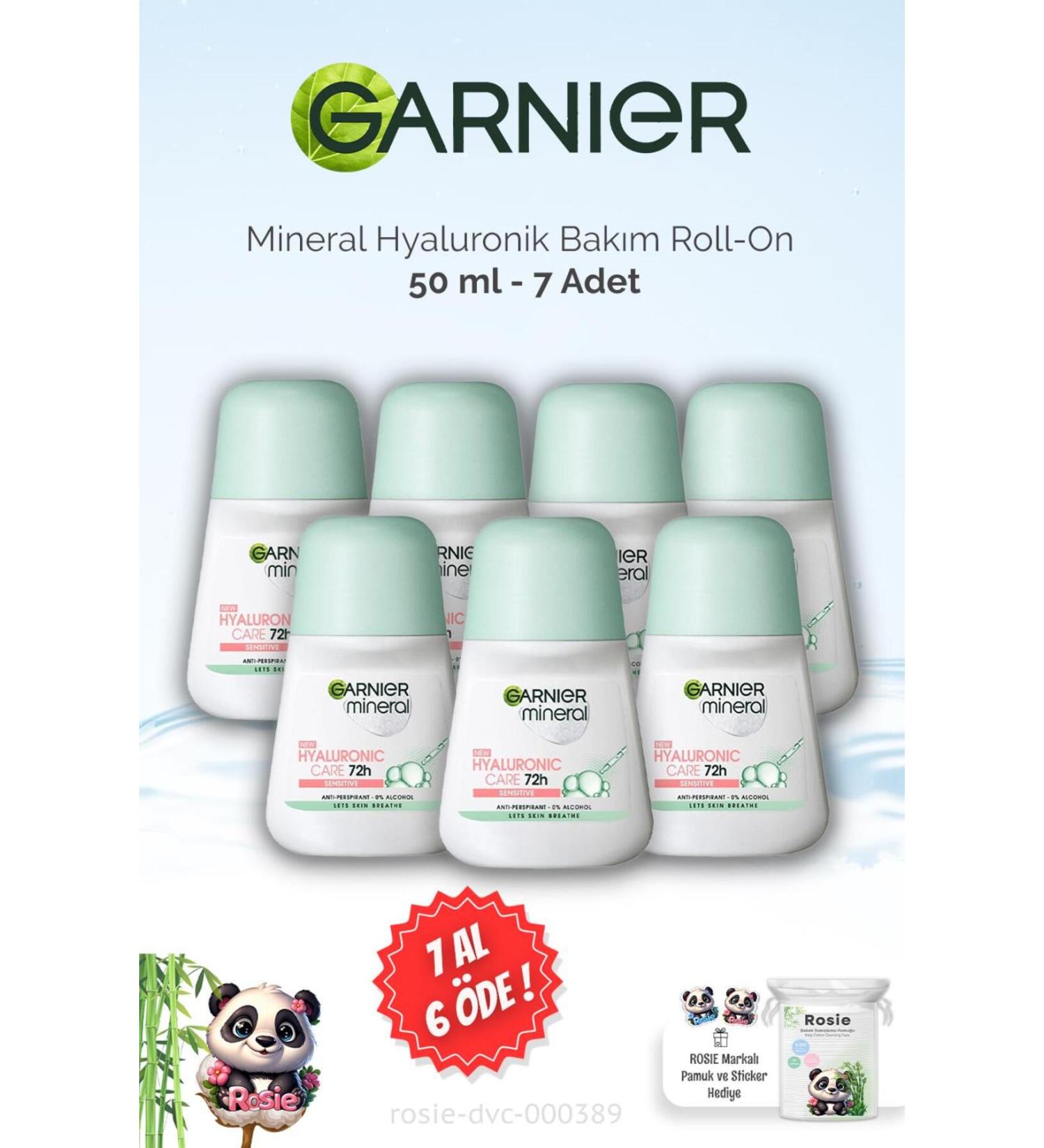 Garnier BUY 7 PAY 6 Garnier Mineral Hyaluronic Care 72H Roll-On 50 ml and ROSIE - Buy Online on GoSupps.com