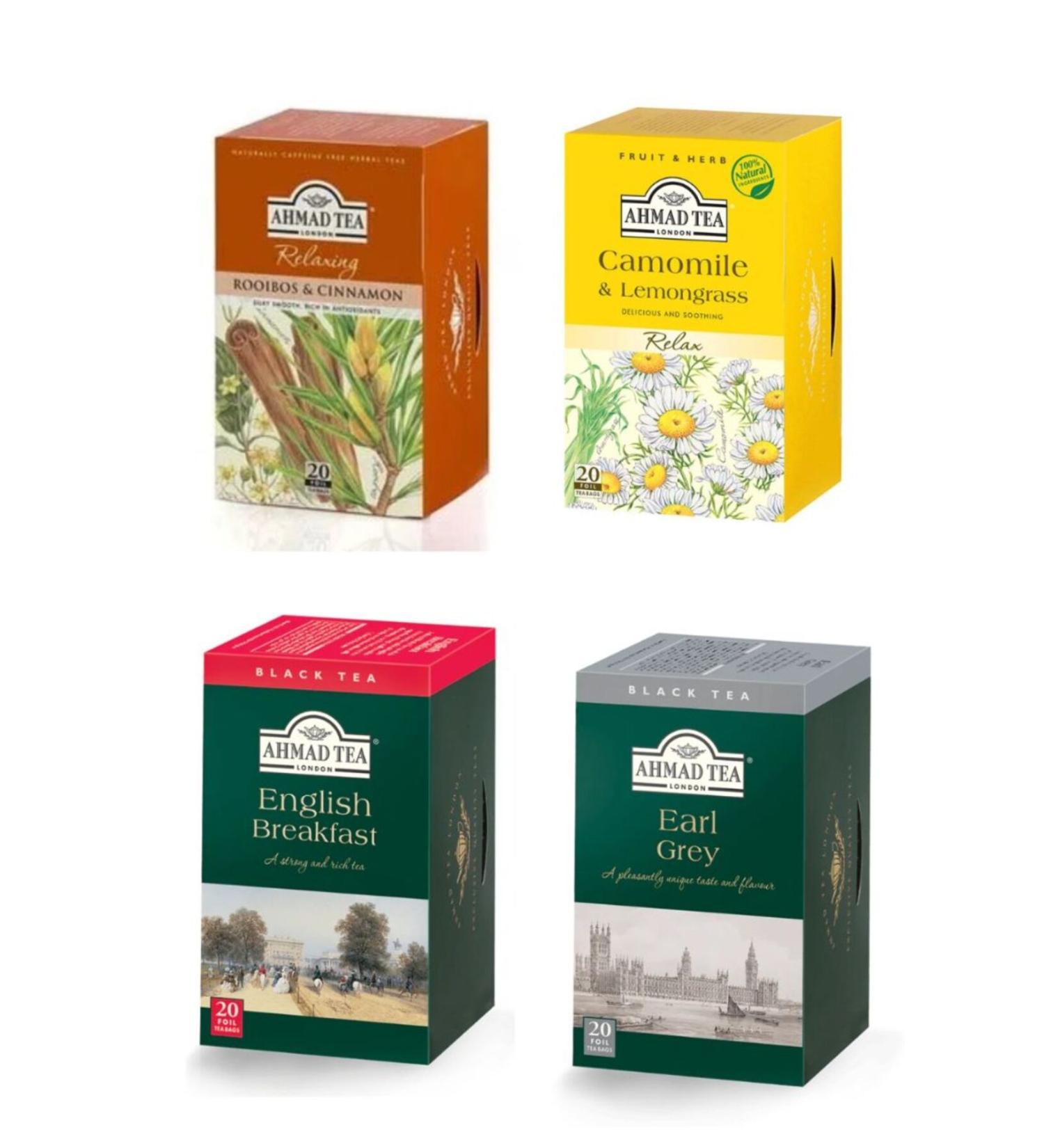 Ahmad Tea Gurme Set 4 Pack - Camomile (20 pieces) Rooibos (20 pieces) Earl Gray (25 pieces) English Brekfast (20 pieces)