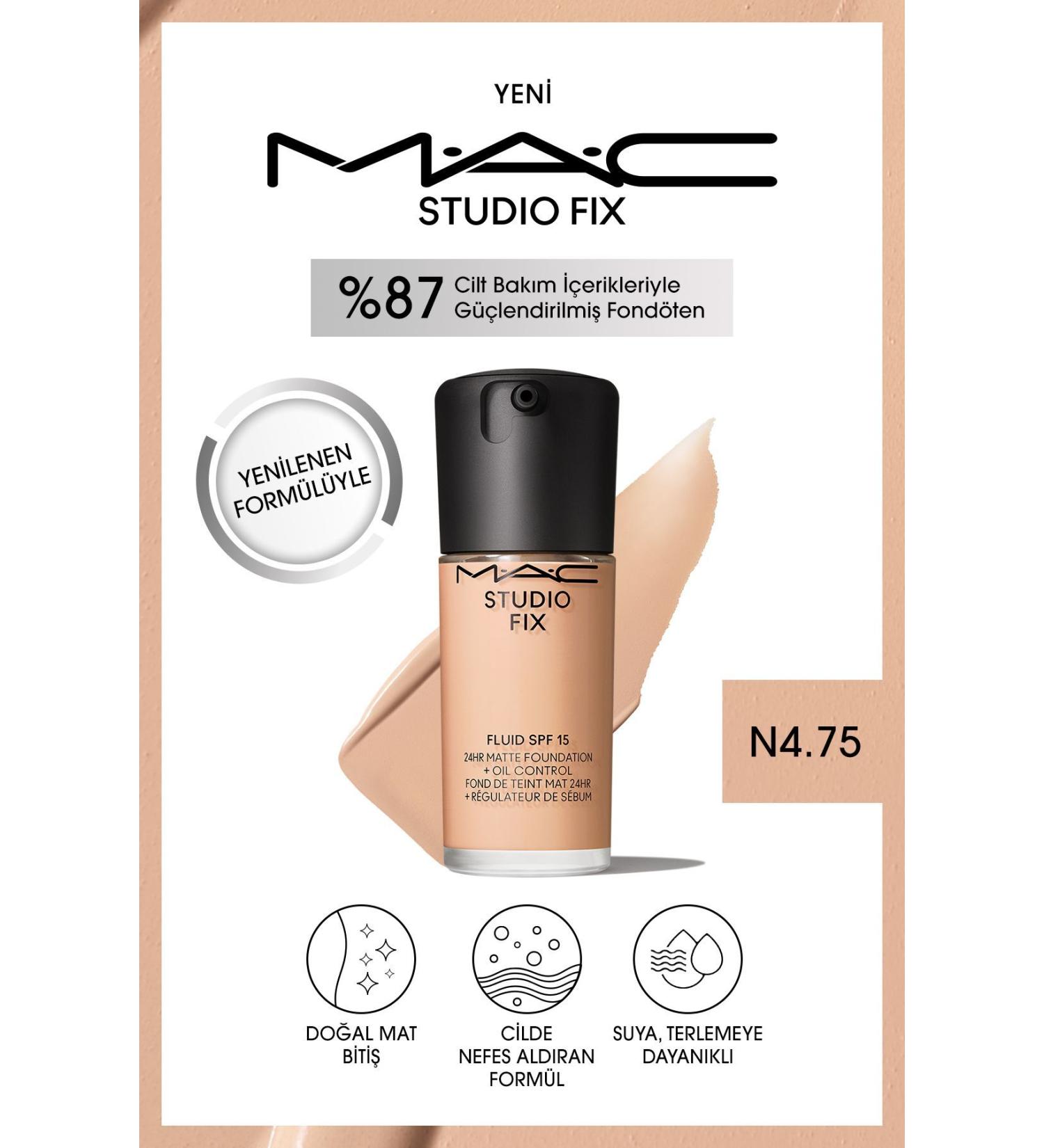 Mac NEW NATURAL MATTE FINISH STUDIO FIX FLUID SPF 15 MATTE FOUNDATION-N4.75 30 Ml