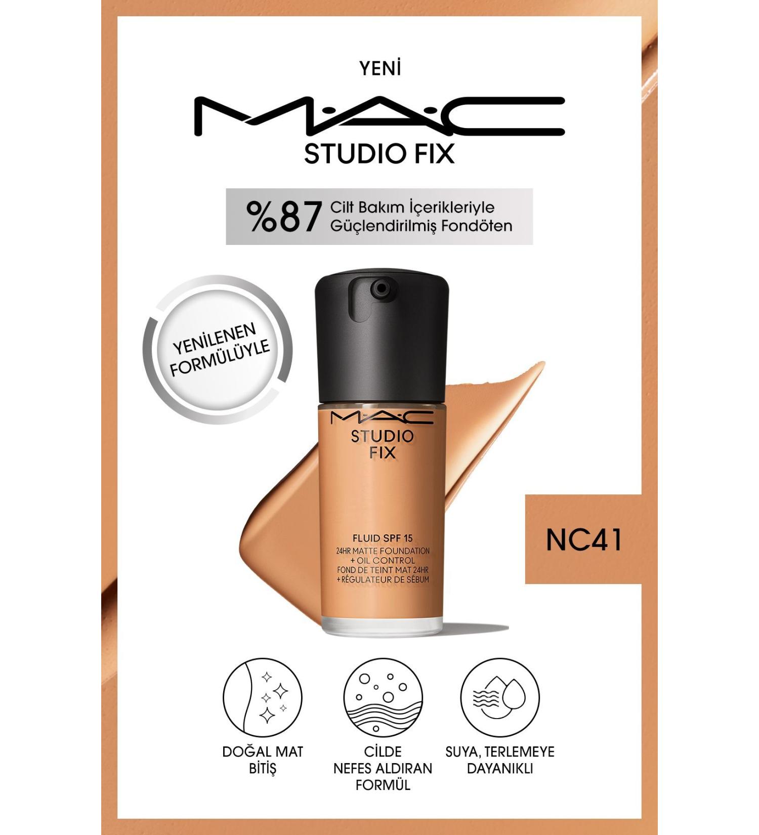 Mac NEW NATURAL MATTE FINISH STUDIO FIX FLUID SPF 15 MATTE FOUNDATION-NC41 30 Ml