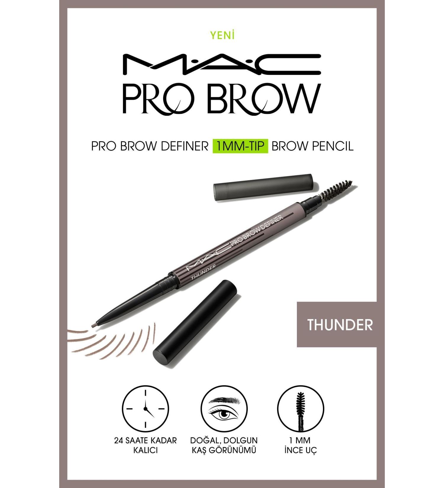 Mac THUNDER - 24 Hours Permanent Pro Brow Definer 1MM Tip Brow Pencil Eyebrow Spoolie