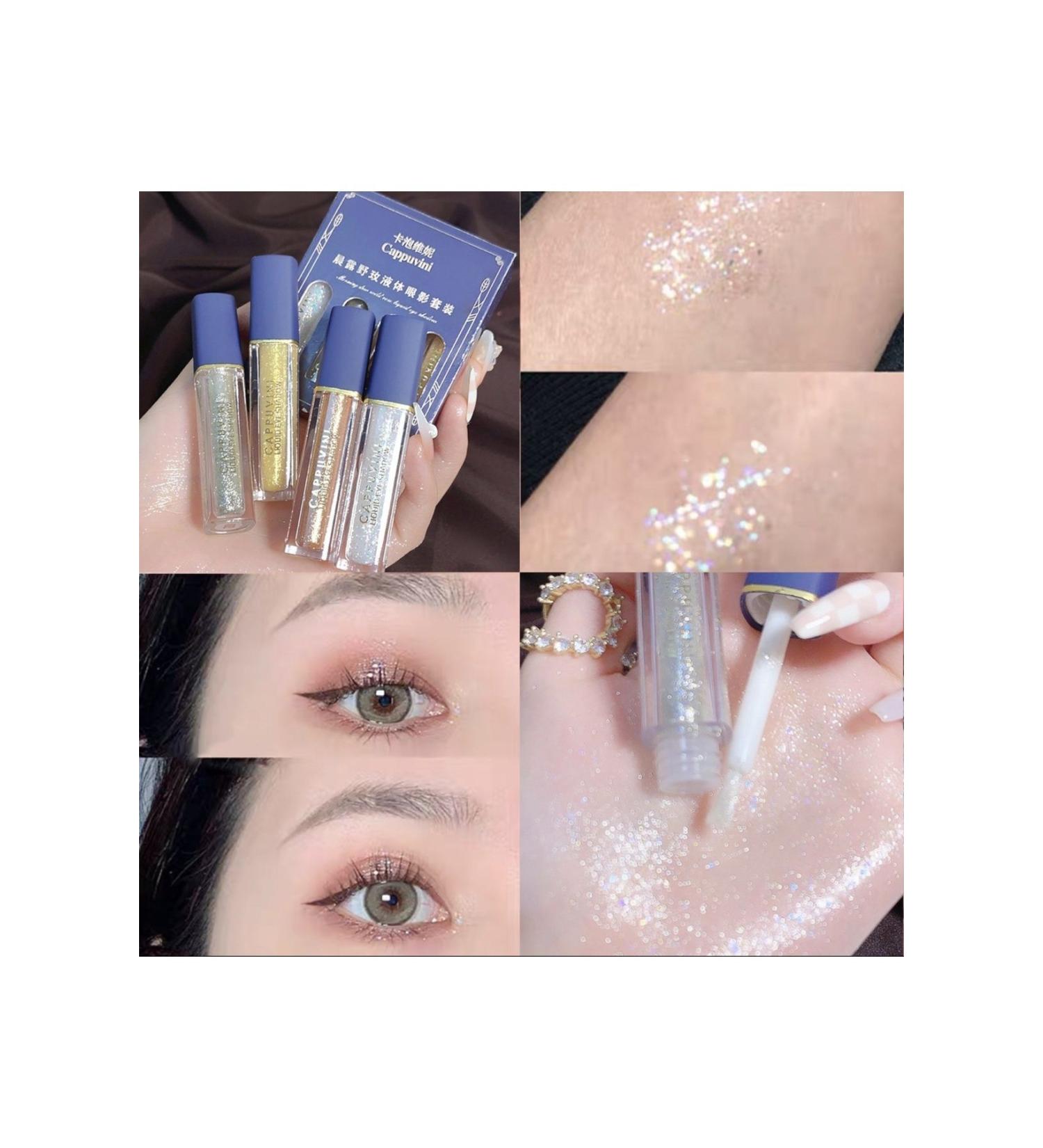 cappuvini Korean makeup products Galaxy Fine Glitter Liquid Eye Shadow Glitter Eyeshadow with Applicator