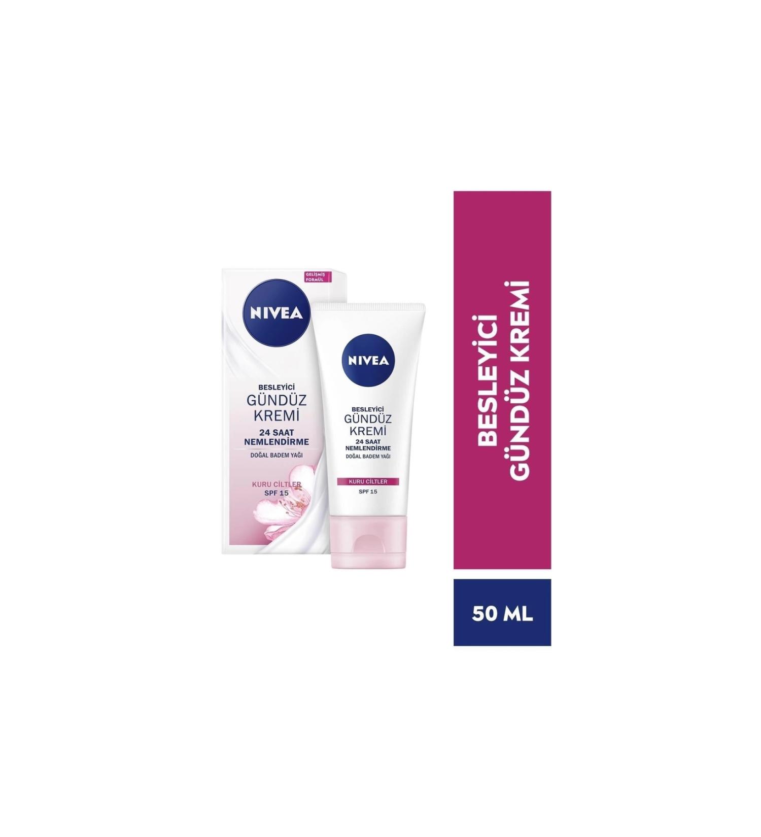 NIVEA Essentials Nourishing Day Face Care Cream Dry Skin Natural Almond Oil Spf15 50 ml - Buy Online on GoSupps.com