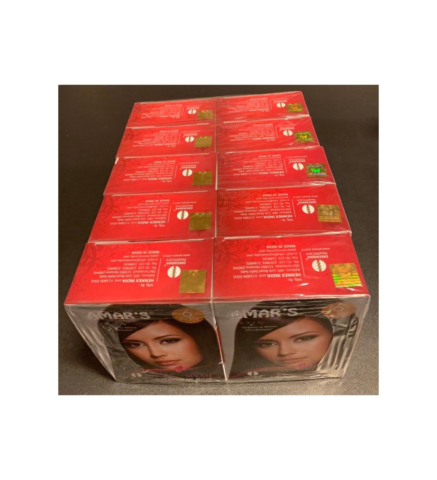 Amars HENNA HAIR DYE CONTAINING HENNA BLACK COLOR 6 10g Package - 10 BOXES