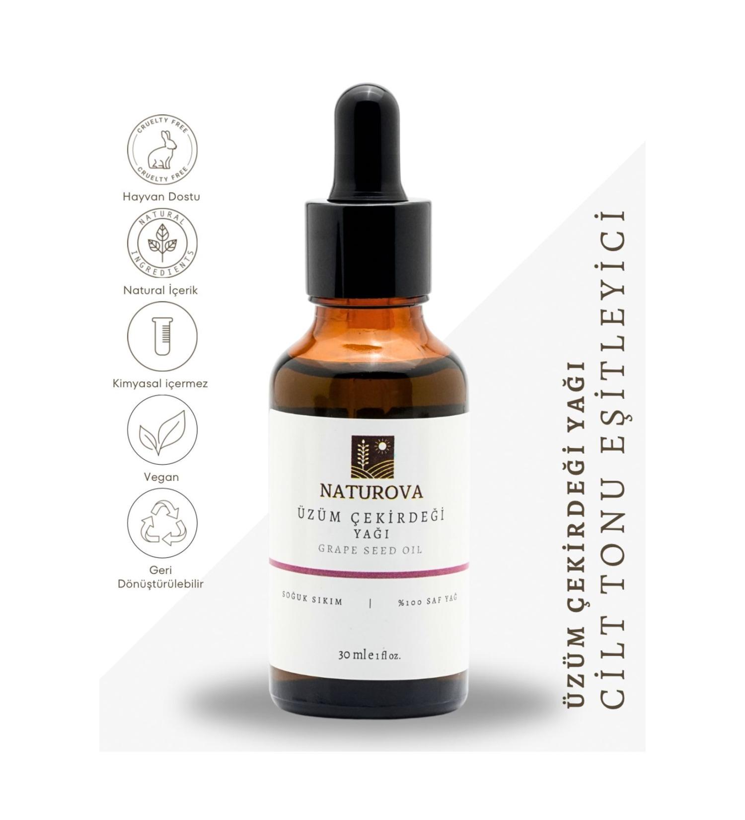 NATUROVA Grape Seed Oil Cold Pressed 0 Pure 30 Ml - Buy Online on GoSupps.com