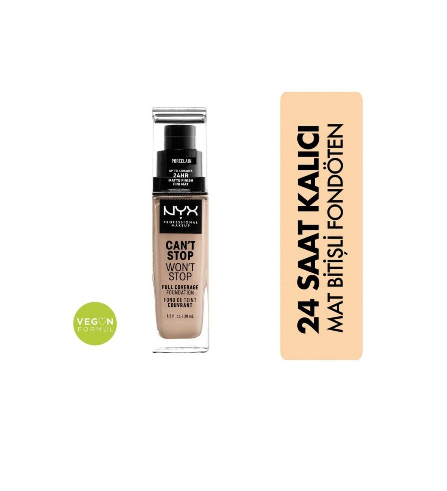 NYX Professional Makeup Can't Stop Won't Stop 24 Hour Foundation Porcelain