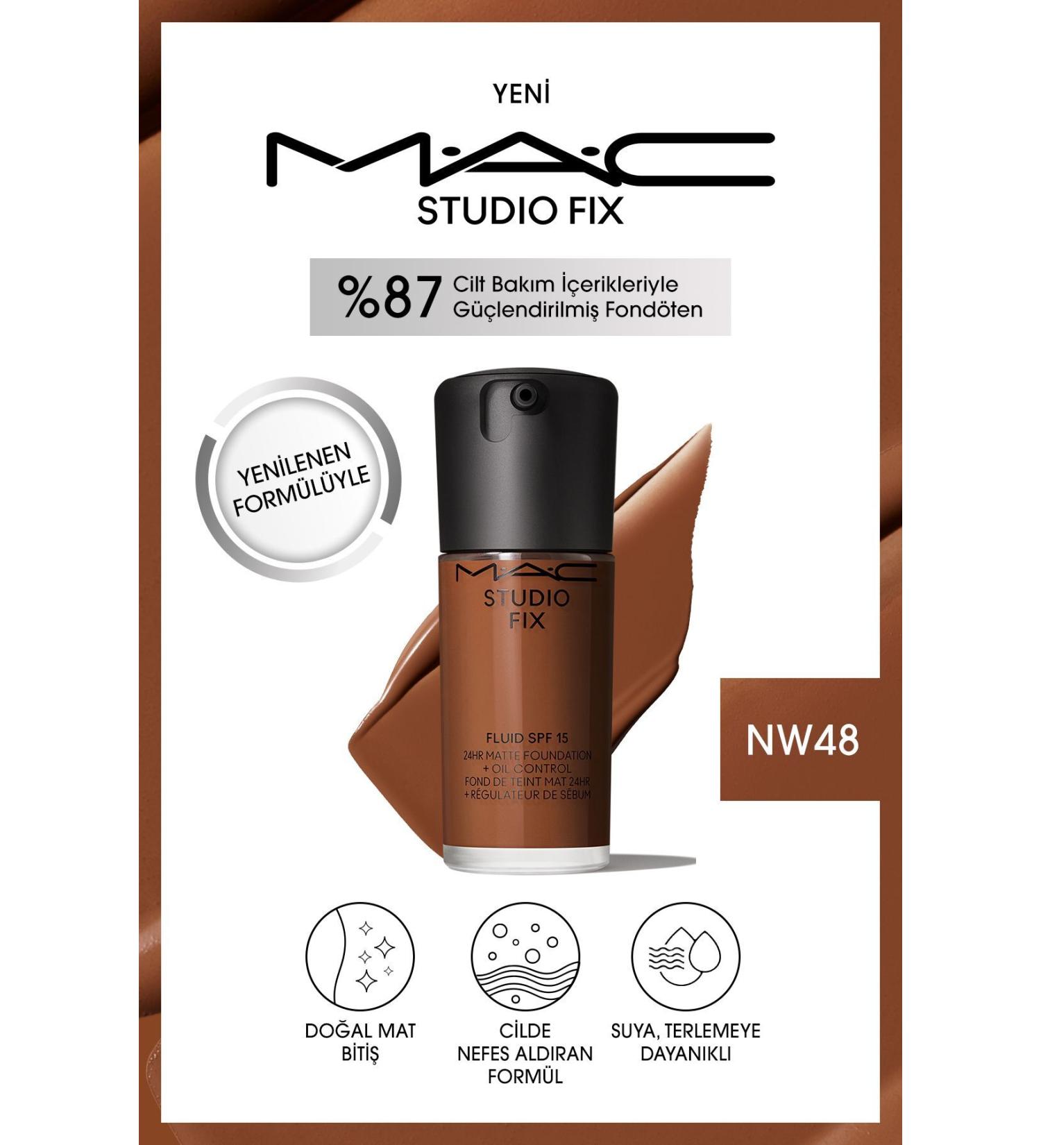 Mac NEW NATURAL MATTE FINISH STUDIO FIX FLUID SPF 15 MATTE FOUNDATION-NW48 30 Ml