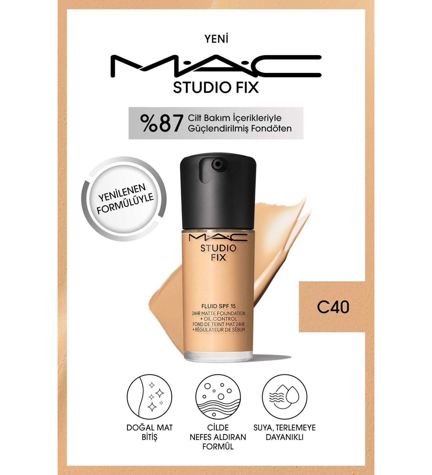 Mac NEW NATURAL MATTE FINISH STUDIO FIX FLUID SPF 15 MATTE FOUNDATION-C40 30 Ml