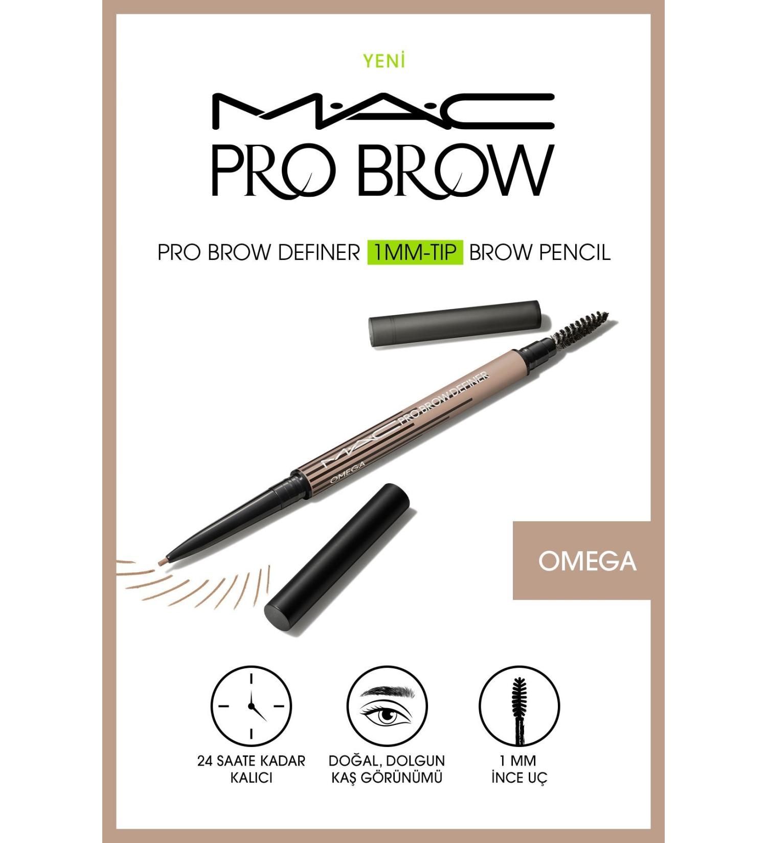 Mac OMEGA - 24 Hours Permanent Pro Brow Definer 1MM Tip Brow Pencil Eyebrow Spoolie