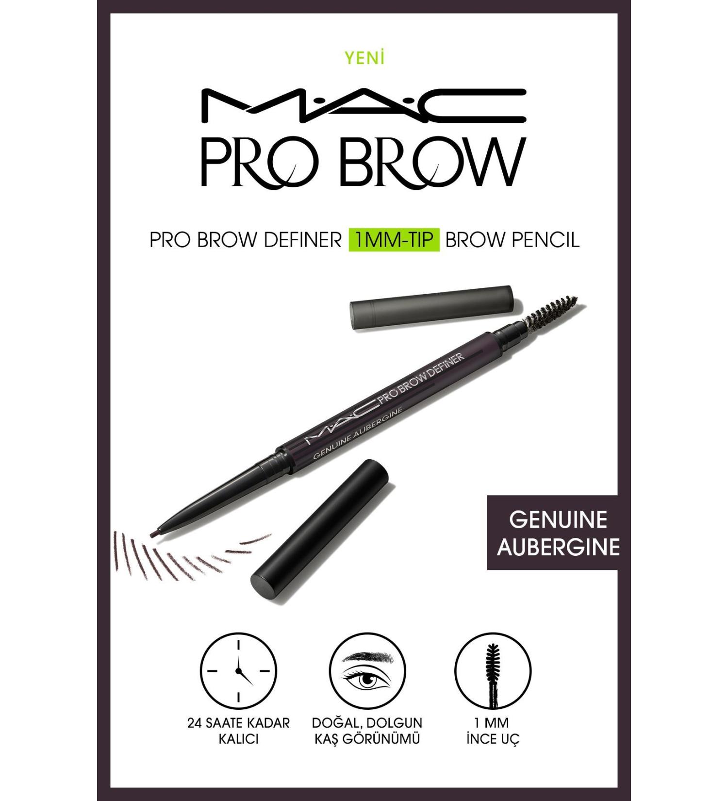 Mac GENUINE AUBERGINE - 24 Hours Lasting Pro Brow Definer 1mm Tip Brow Pencil Eyebrow Spoolie - Buy Online on GoSupps.com