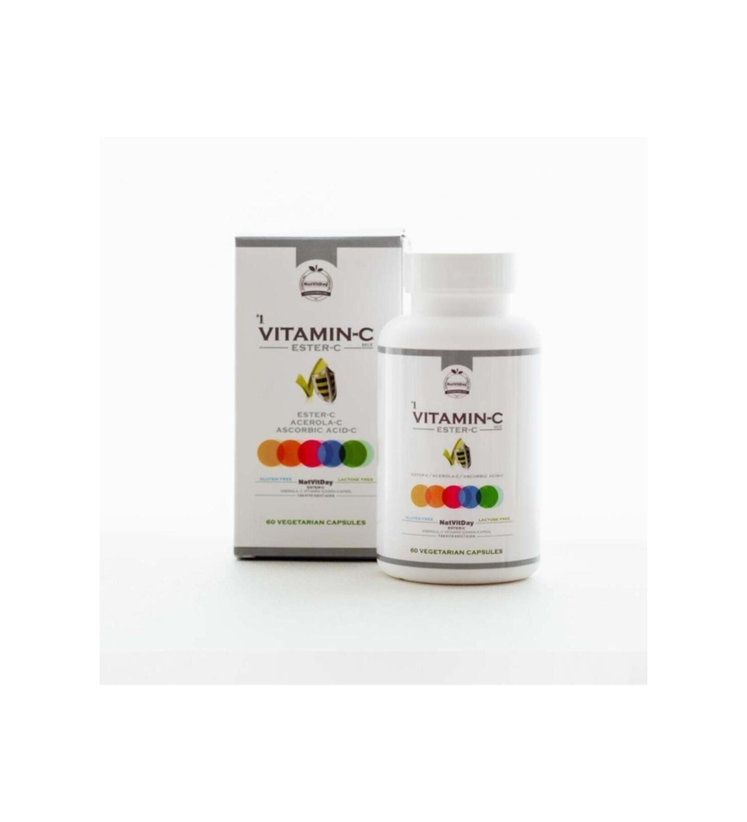 Natvitday Vitamin C Mix - Ester C 60 Capsules - Buy Online on GoSupps.com
