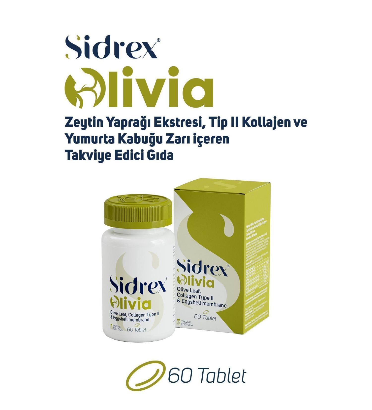 SIDREX Olivia Olive Leaf Extract Type 2 Collagen Eggshell Membrane Containing Supplementary Food 60 Tablets - Buy Online on GoSupps.com