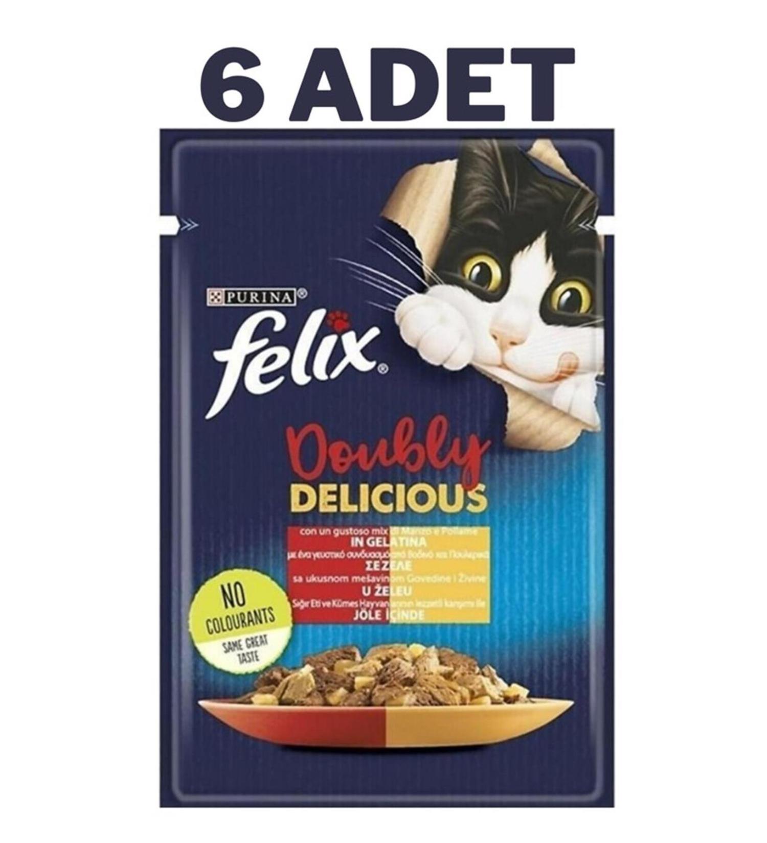 FELIX Felix Double Flavor Meaty and Winged Cat Canned Food 6x85 Gr