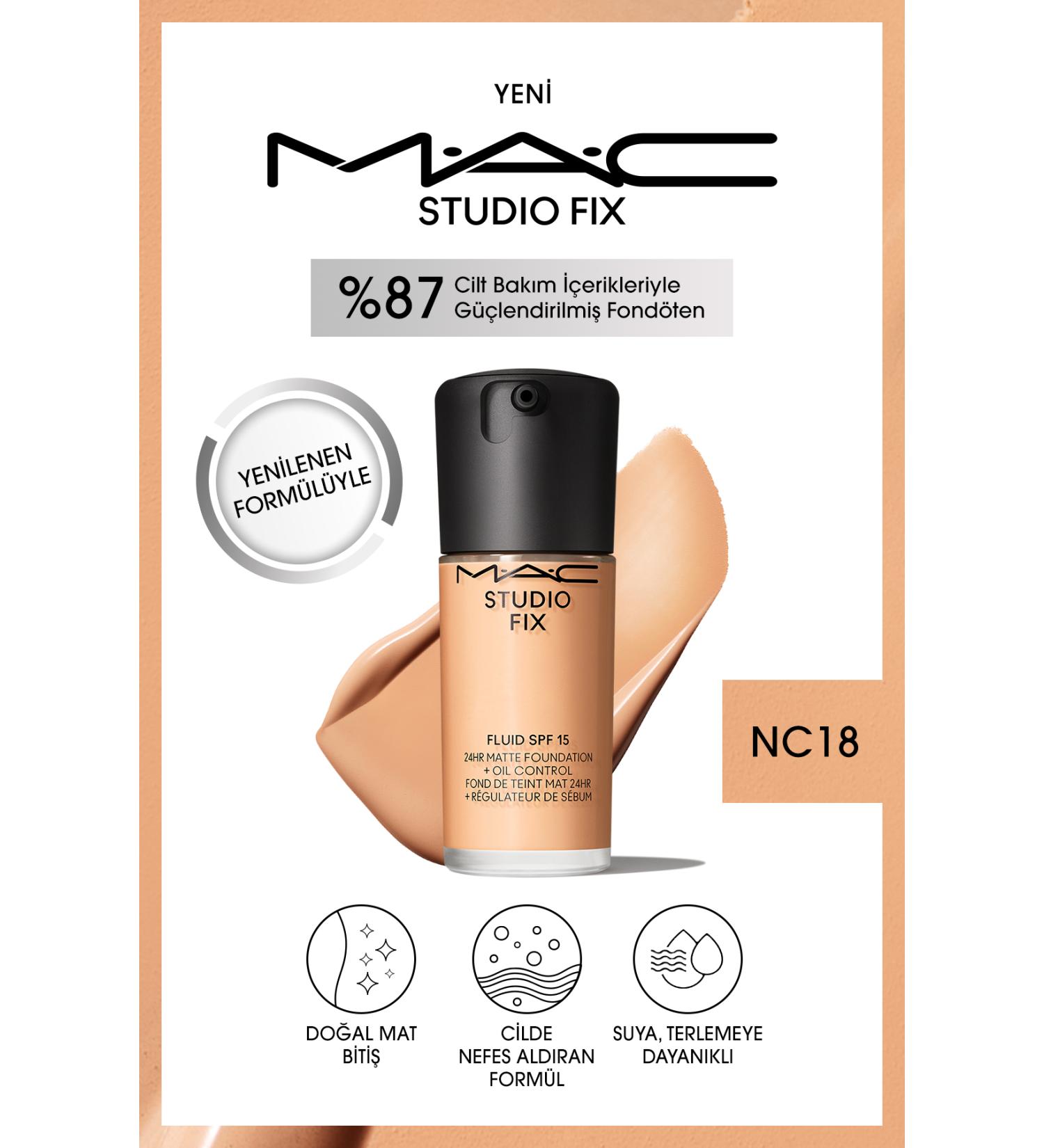 Mac 24 Hour Lasting Matte Foundation - Studio Fix Fluid Spf15 - Color: NC18 - 30ml - Buy Online on GoSupps.com