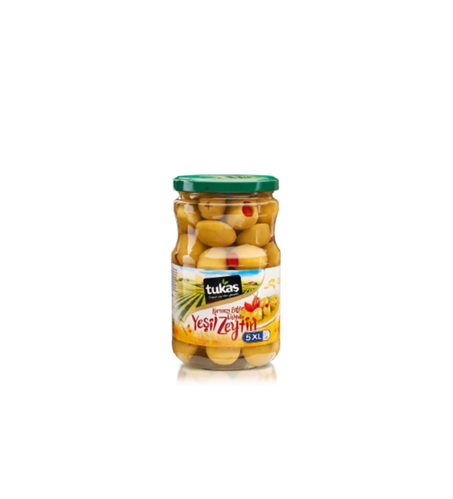 Tuka Pepper Stuffed Green Olives 400 Gr. (12 pieces)
