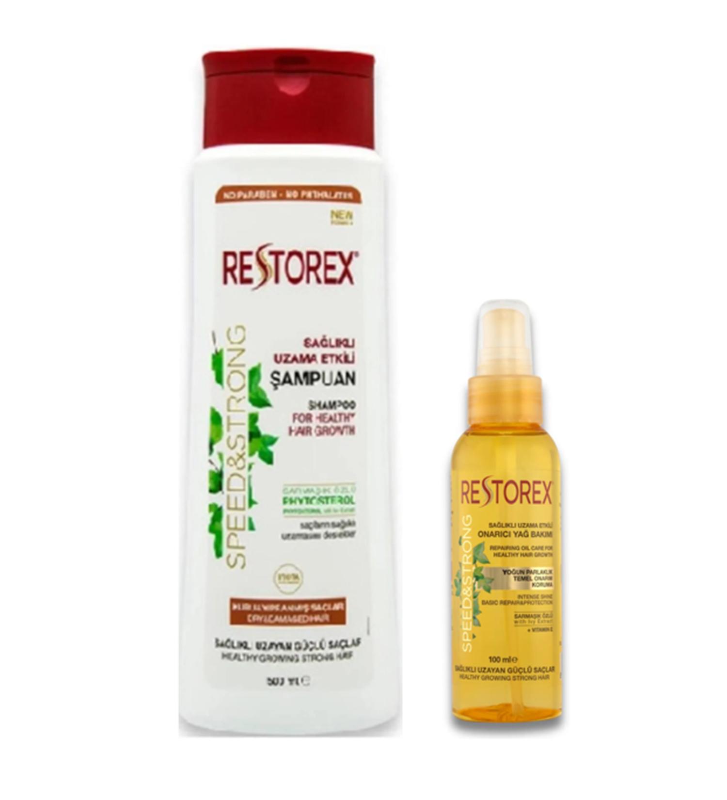 Restorex Ivy Essence Shampoo for Dry and Damaged Hair 500 ml and Repairing Oil Care 100 ml