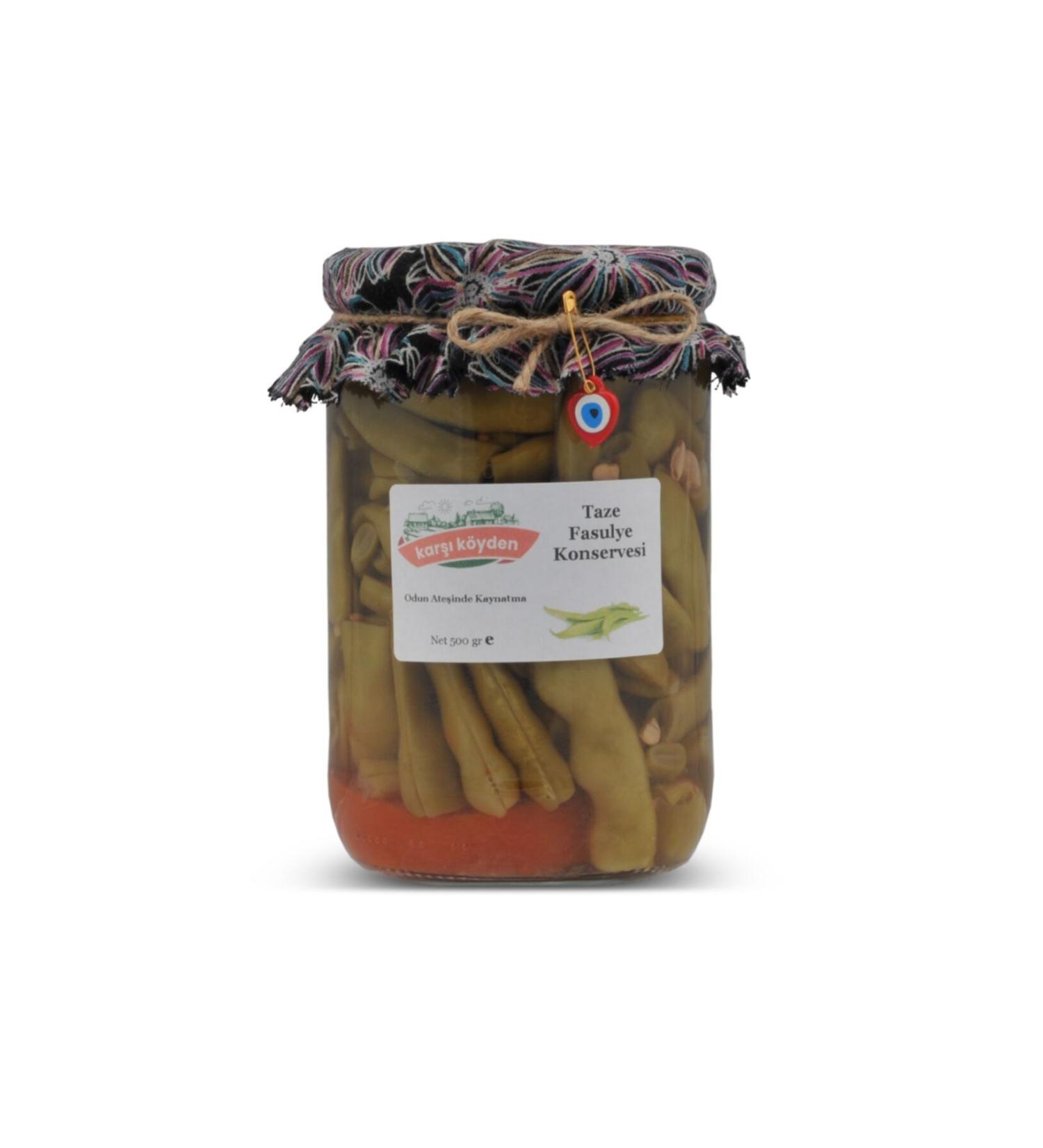 Canned Green Beans from the Opposite Village - Boiled on Wood Fire (550gr - Glass Jar)