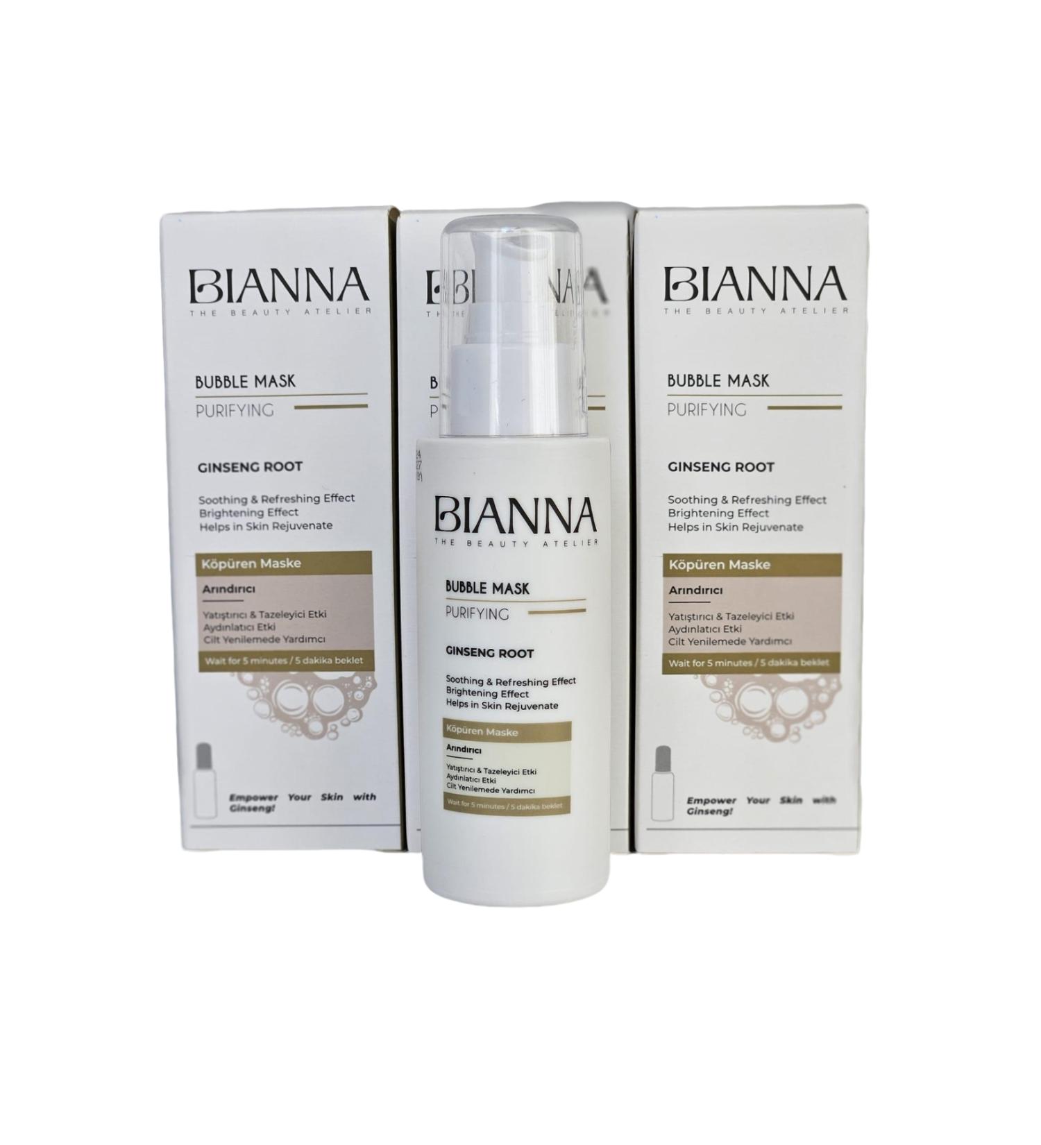 Bianna Foaming Mask Bubble Mask Purifying Ginseng Root X 3 Pieces 75ml