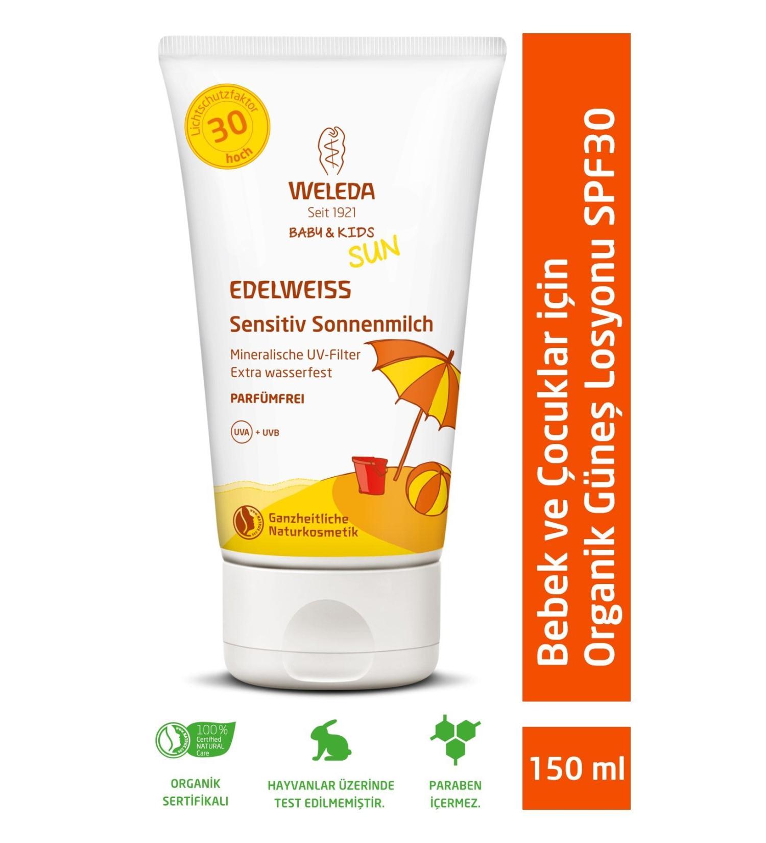 Weleda Sun Lotion with High Protection Factor Mineral Filter for Babies and Children Spf 30 150ml - Buy Online on GoSupps.com