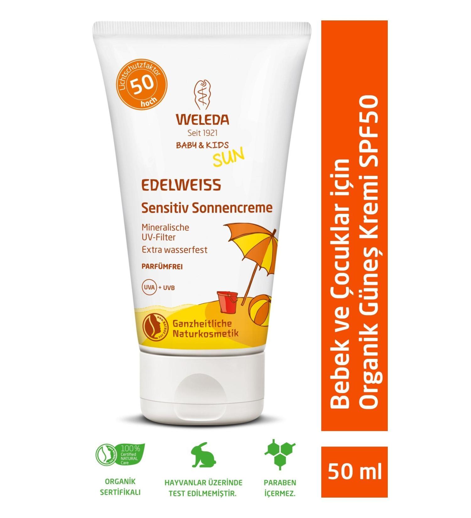 Weleda Edelweiss Organic Sunscreen Cream 50 ml Spf 50 - Buy Online on GoSupps.com