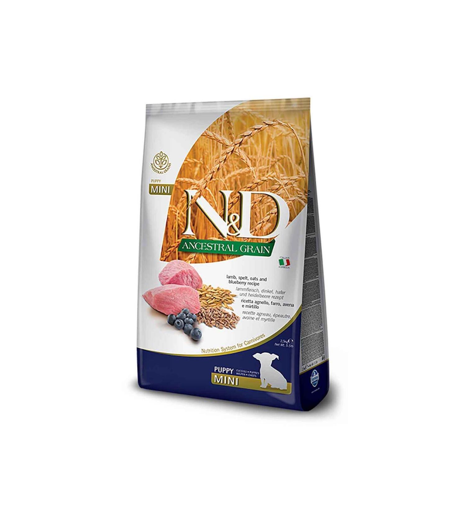 N & D Ancestral Grain Lamb and Blueberry Small Breed Grain Puppy Food 2.5 Kg