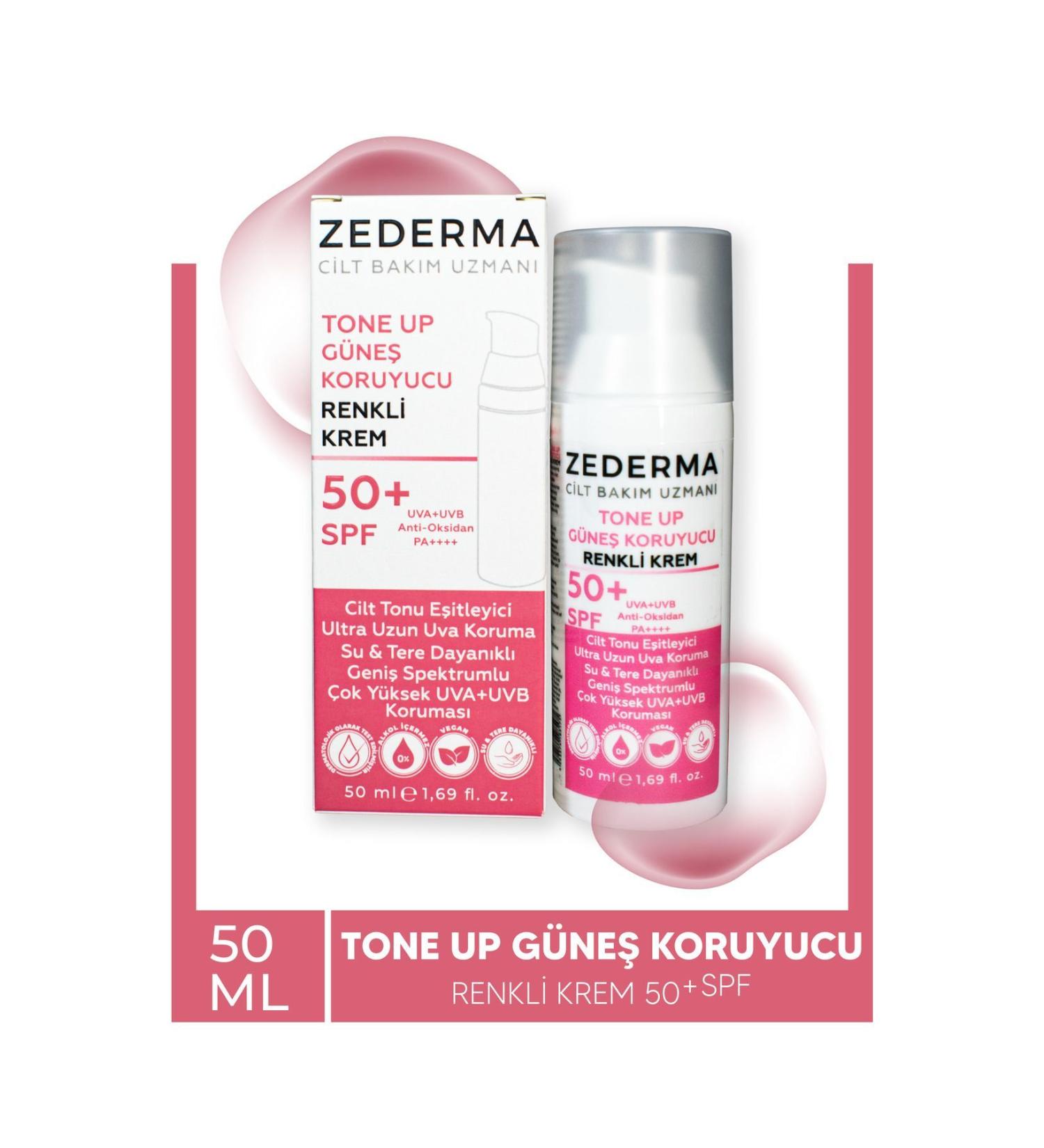 ZEDERMA Tone Up Spf 50+ Tone Equalizing Pink Face Sun Cream 50 ml very high protection - Buy Online on GoSupps.com
