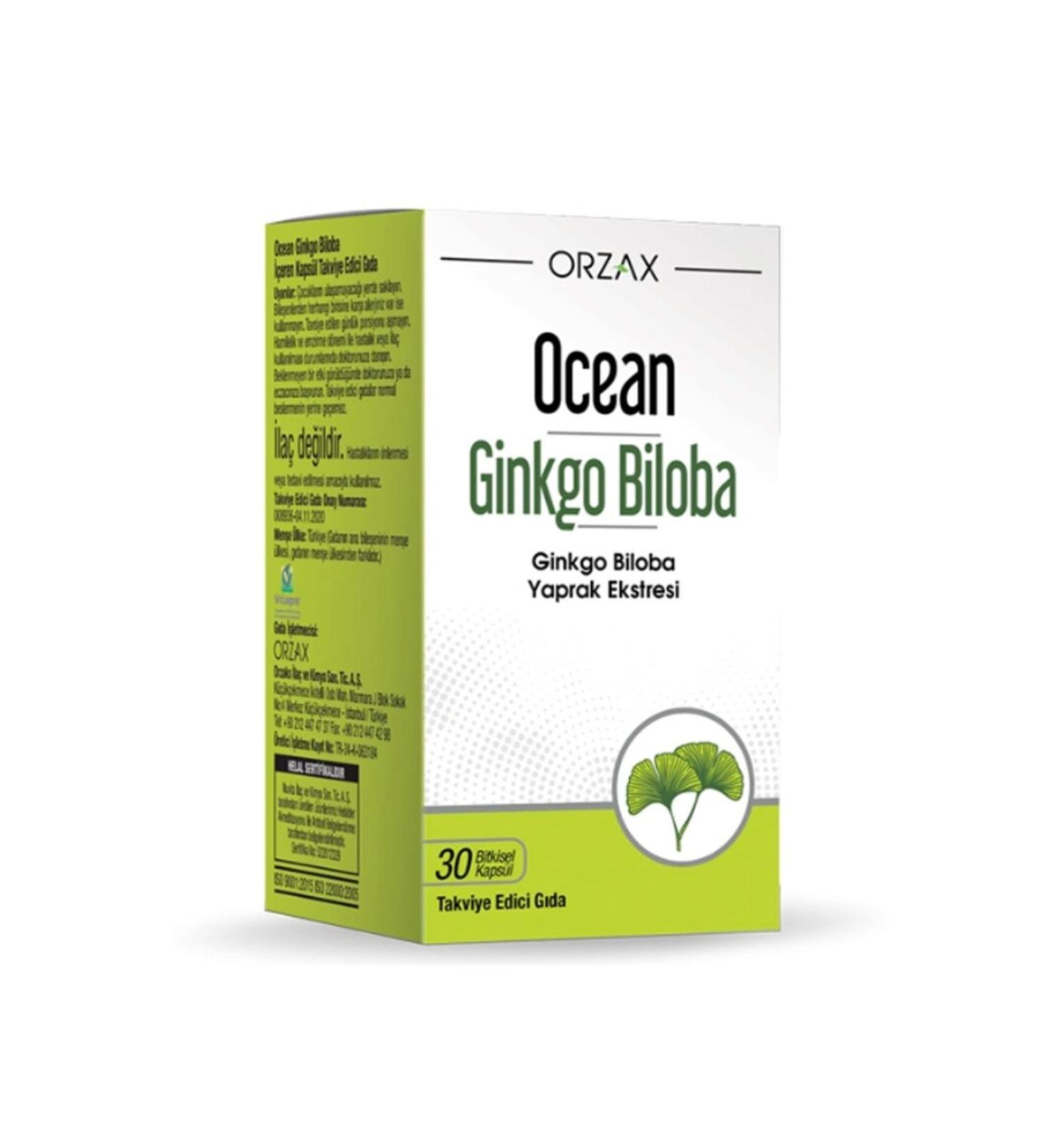 Ocean Orzax Ocean Ginkgo Biloba Food Supplement 30 Herbal Capsules