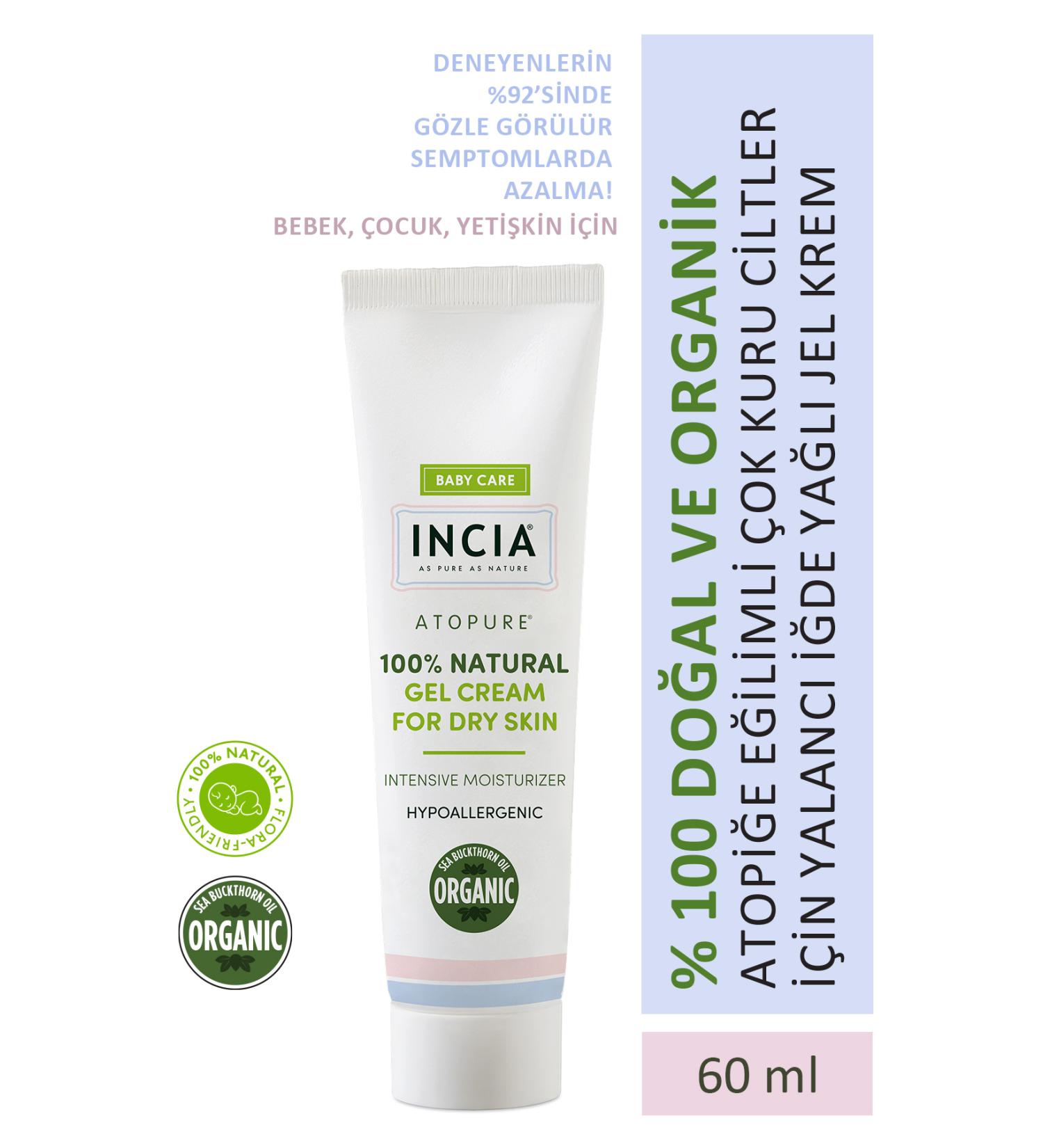 INCIA 0 Natural Gel Cream for Atopic Prone Skin Sea Buckthorn Oil for Very Dry Skin 60 ml