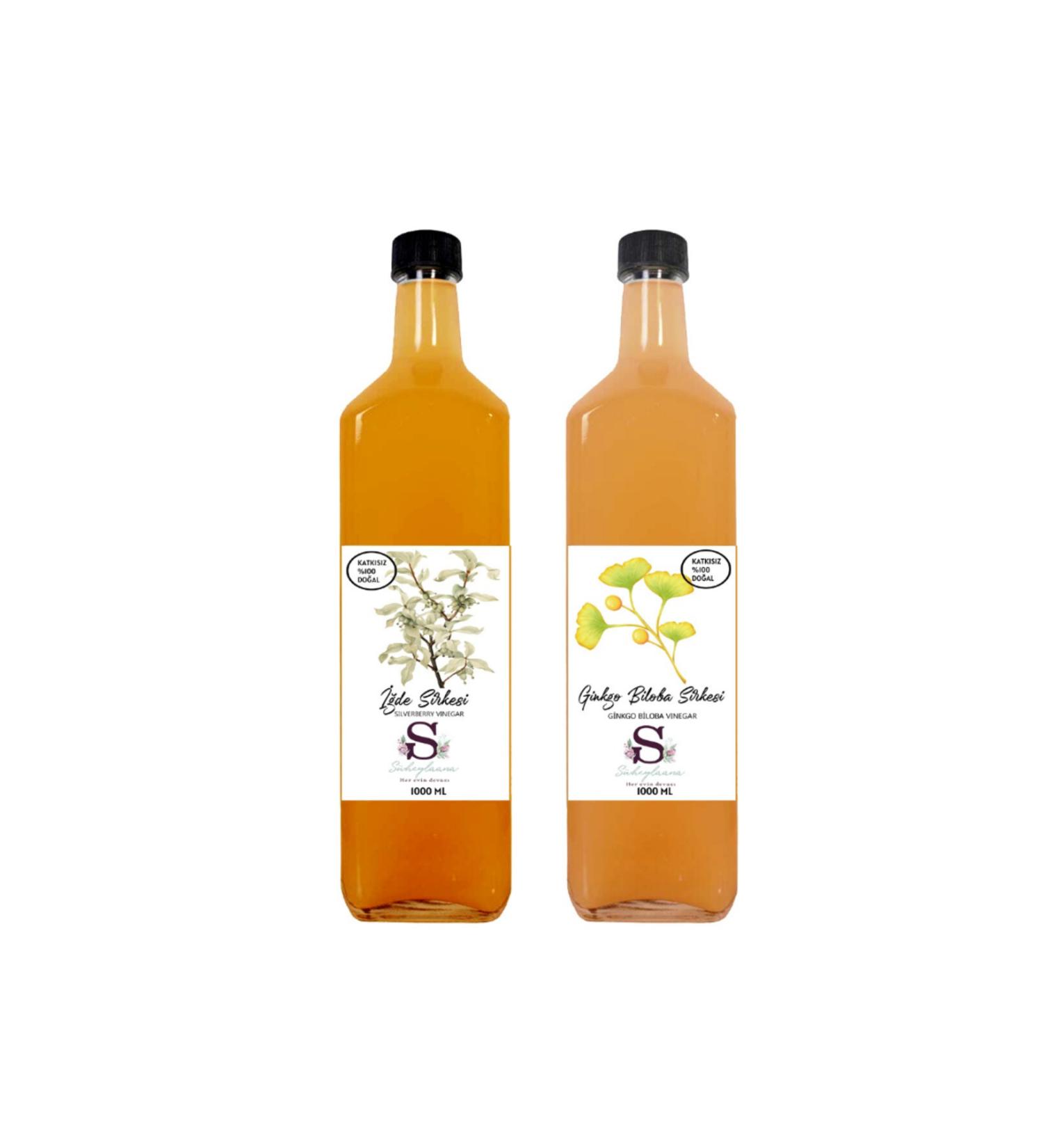 S heylaana Natural Oleaster Vinegar 1000 ml and Ginkgo Biloba Vinegar 1000 ml
