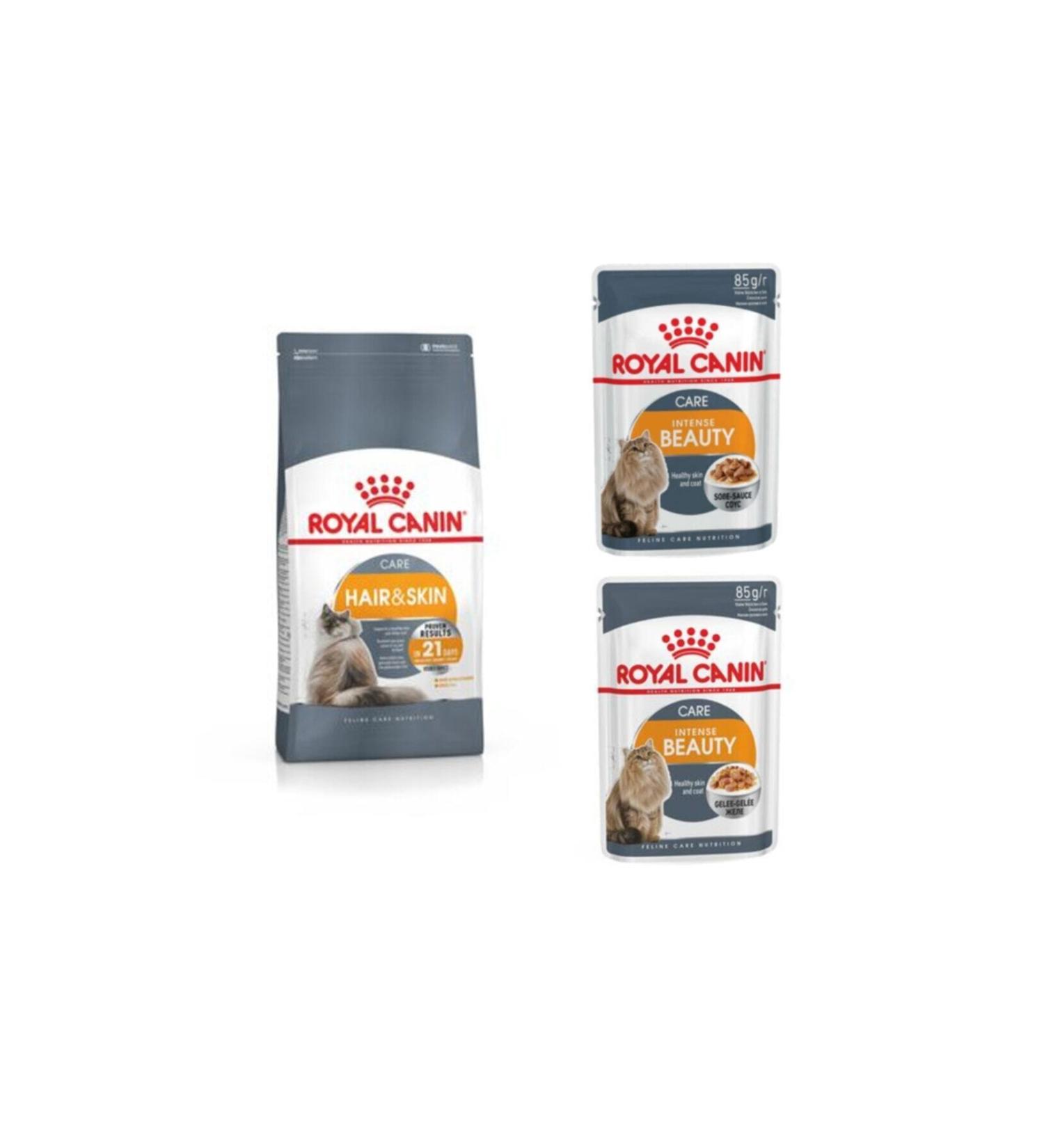 Royal Canin Hair Skin Dry Food for Adult Cats with Sensitive Hair 2 kg + 2 Intense Beauty