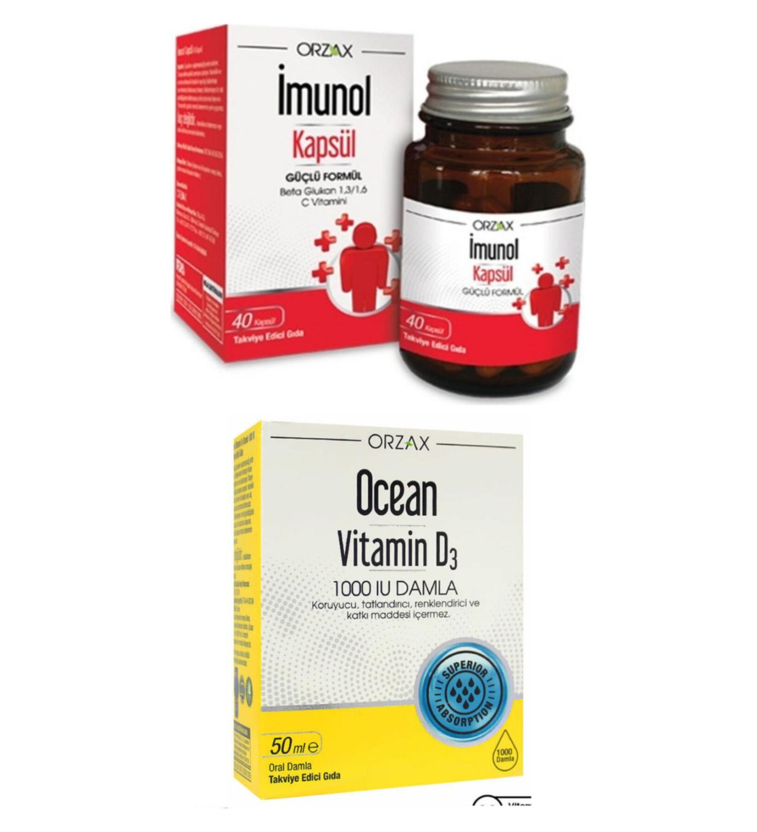 IMUNOL Imunol 40 Capsules and Ocean Vitamin D3 1000iu Drops 50 ml