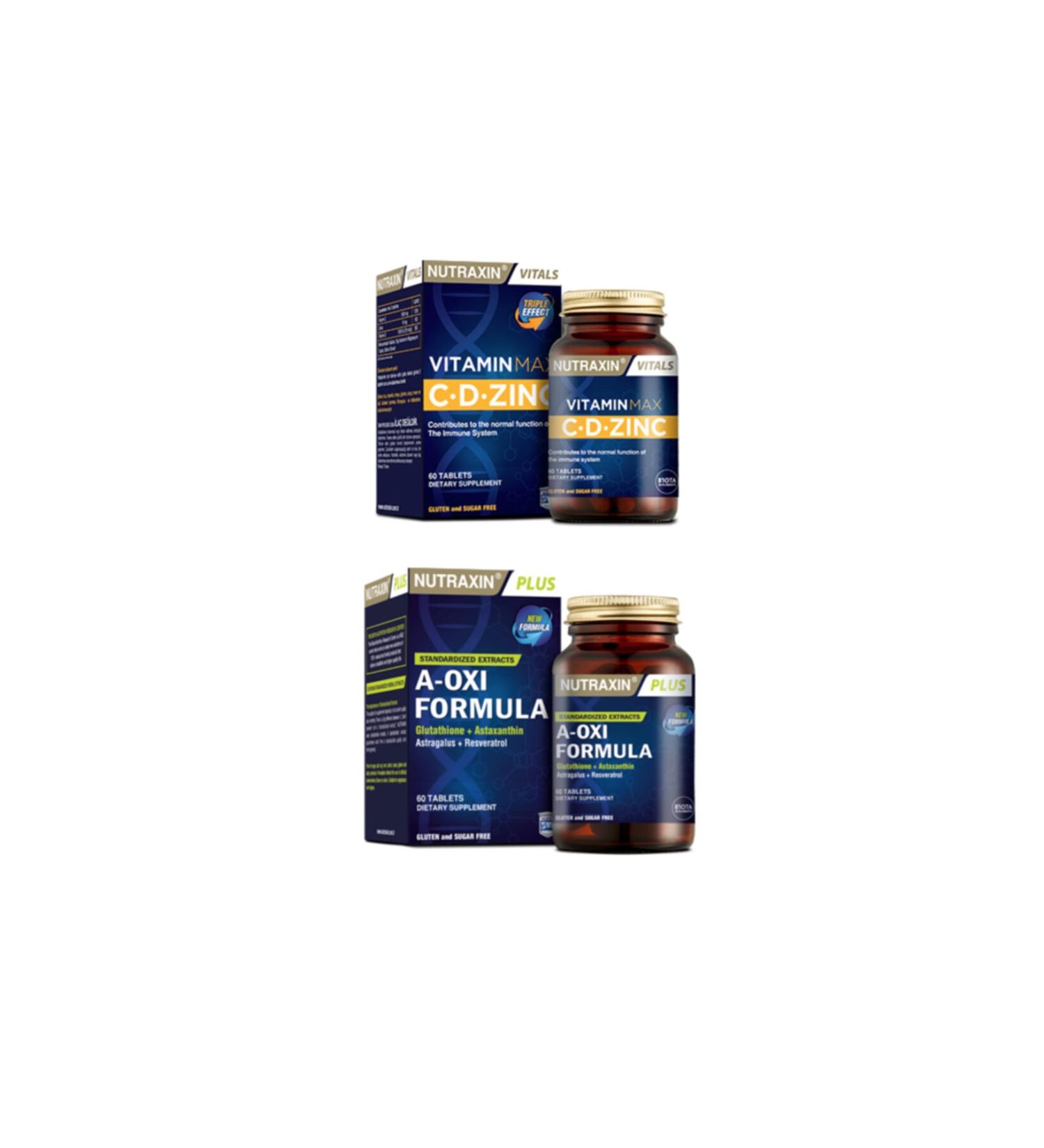 Nutraxin A-oxi Formula 60 Tablets (Herbal Antioxidant Mixture) + Vitamin Max (c d Zinc) 60 Tablets