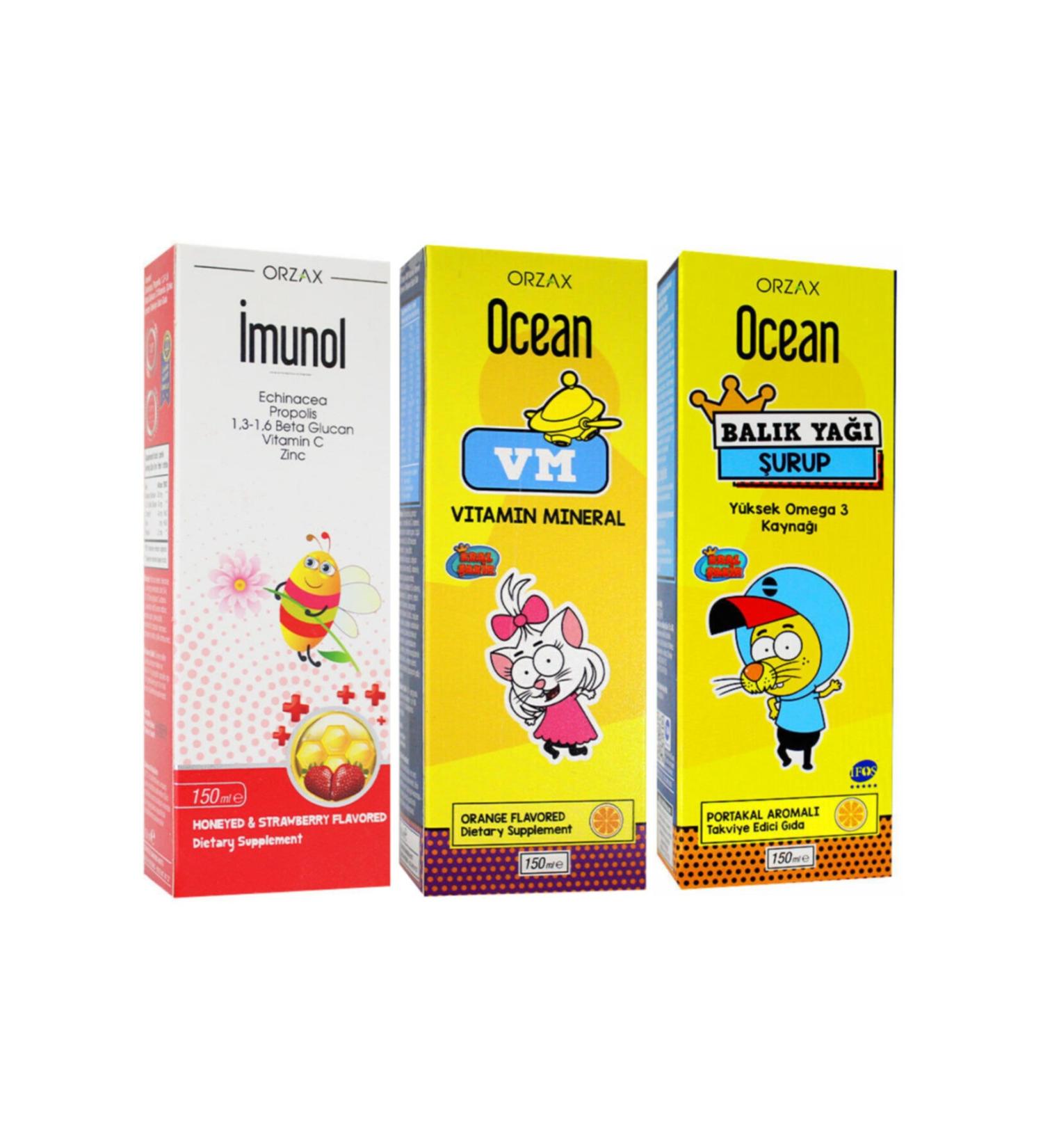 IMUNOL Imunol Syrup+Ocean Orange Vitamin Mineral Syrup+Ocean Orange Fish Oil Syrup Advantage Package