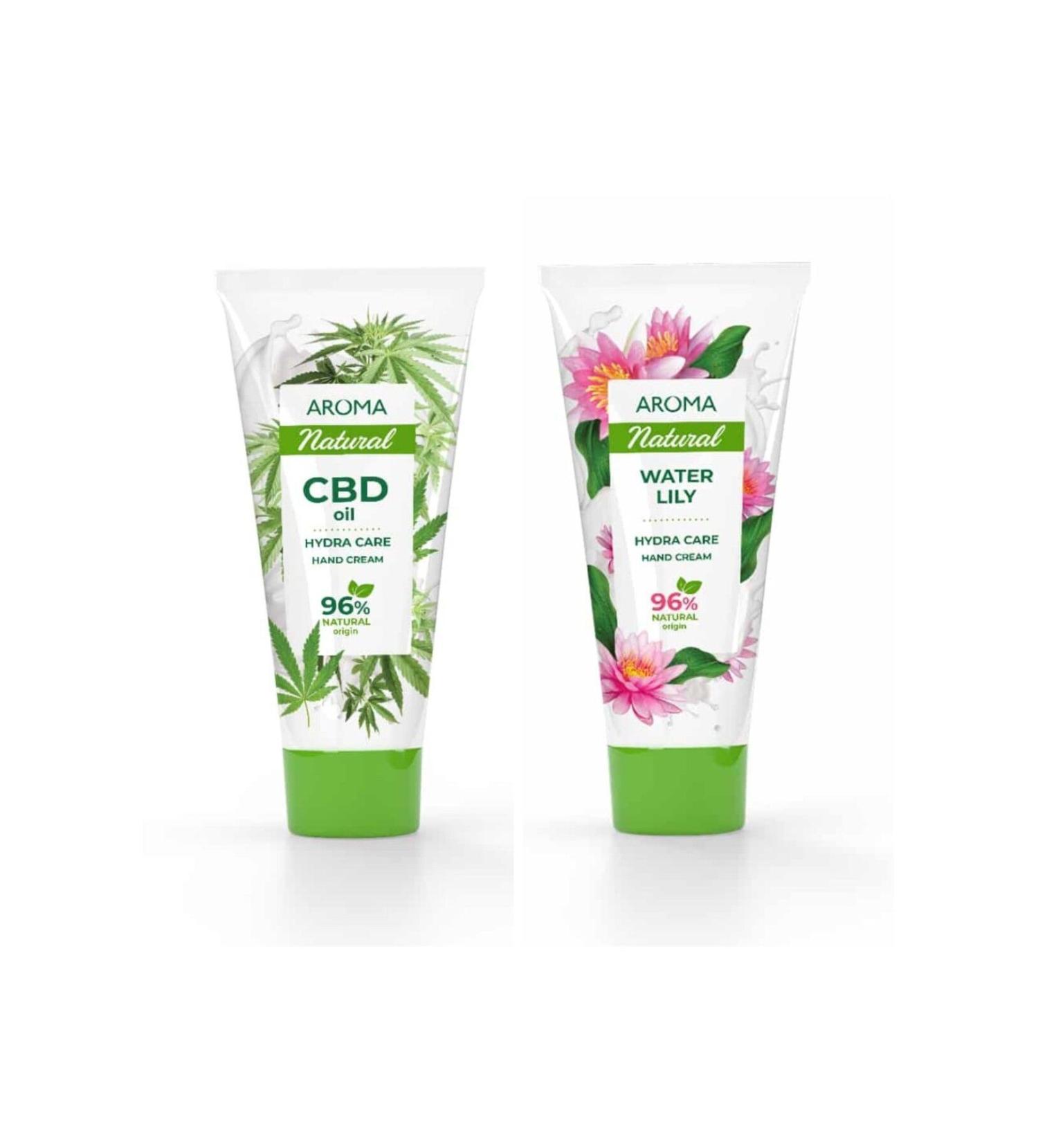 Aroma roma Natural Cocoa Butter 75 ml. + roma Natural WATER LILY 96% HERBAL 75 ml Hand Cream