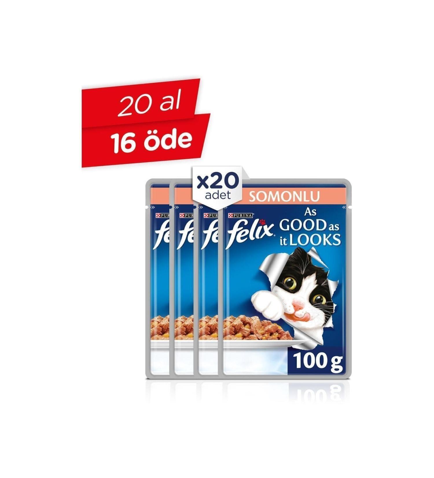 FELIX Salmon Adult Cat Pouch X 20 Pcs