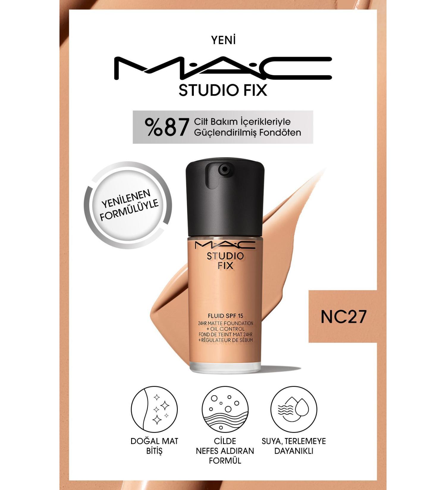 Mac RENEWED FORMULA STUDIO FIX FLUID SPF 15 MATTE FOUNDATION-NC27 30 ML..