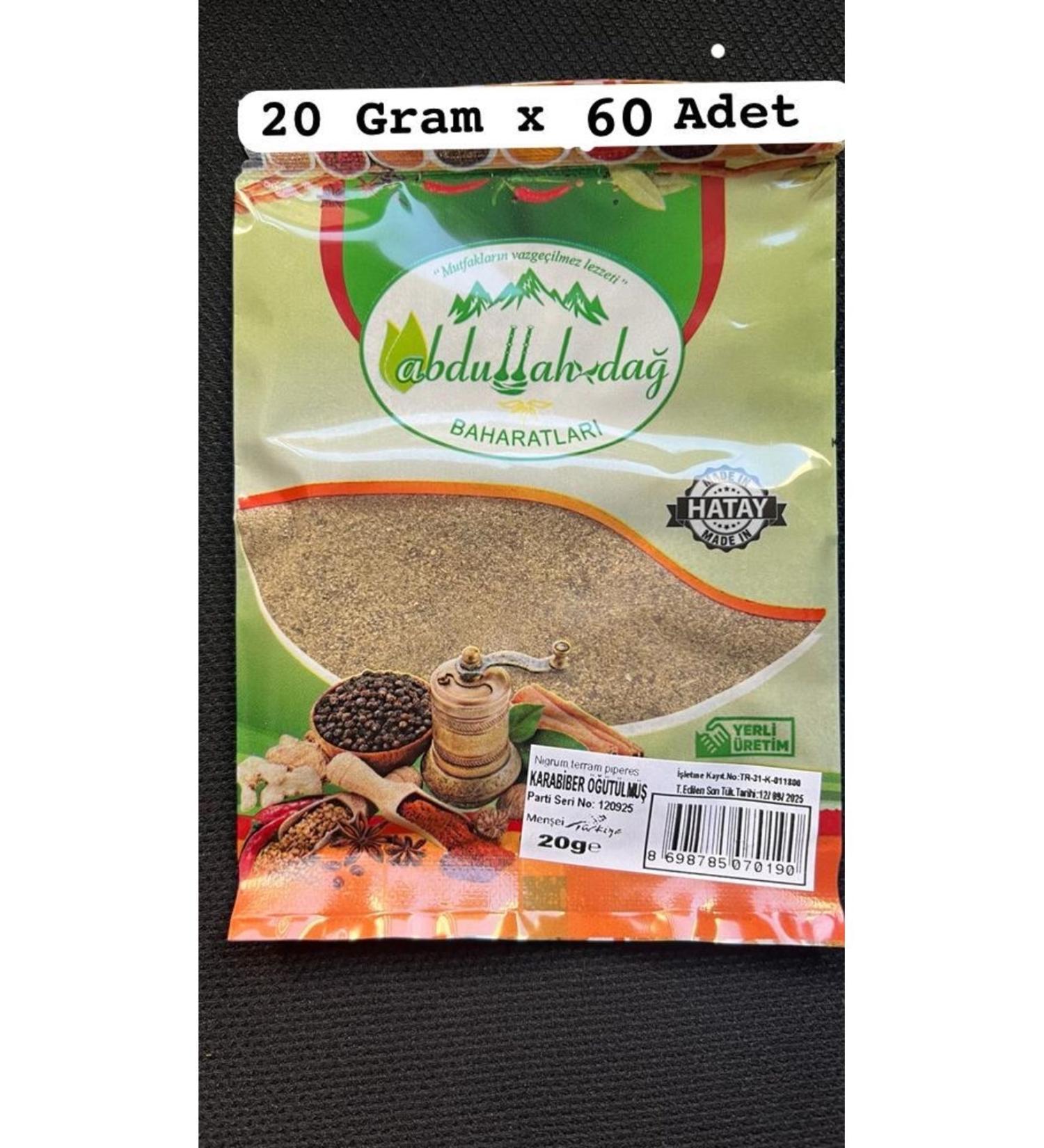 Hac o lu Spice Hatay Local Ground Black Pepper Powder 20 gr X 60 Pieces / Package