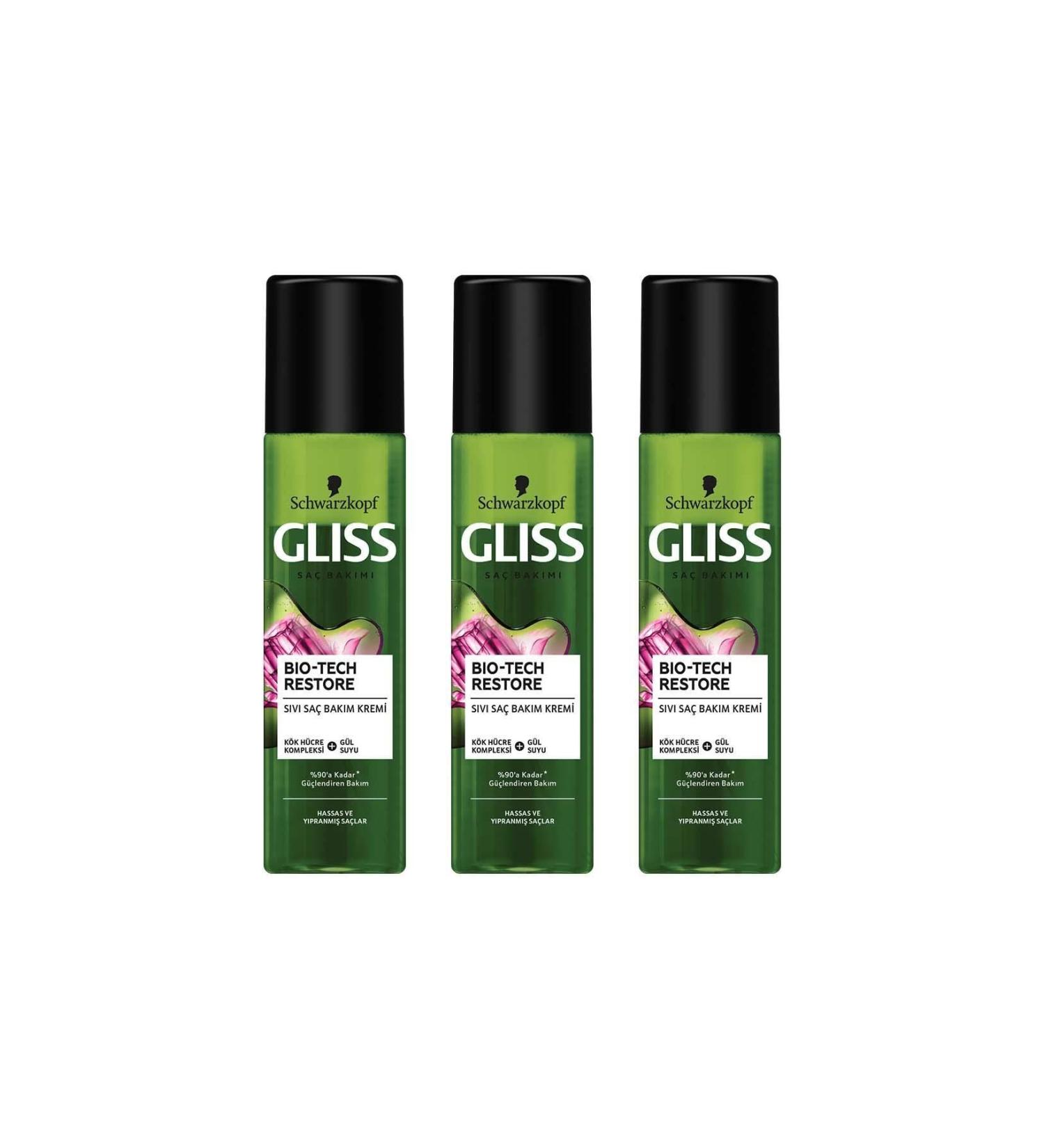 Gliss Bio-tech Strengthening Care Leave-In Liquid Hair Conditioner 200 ml 3-pack - Buy Online on GoSupps.com
