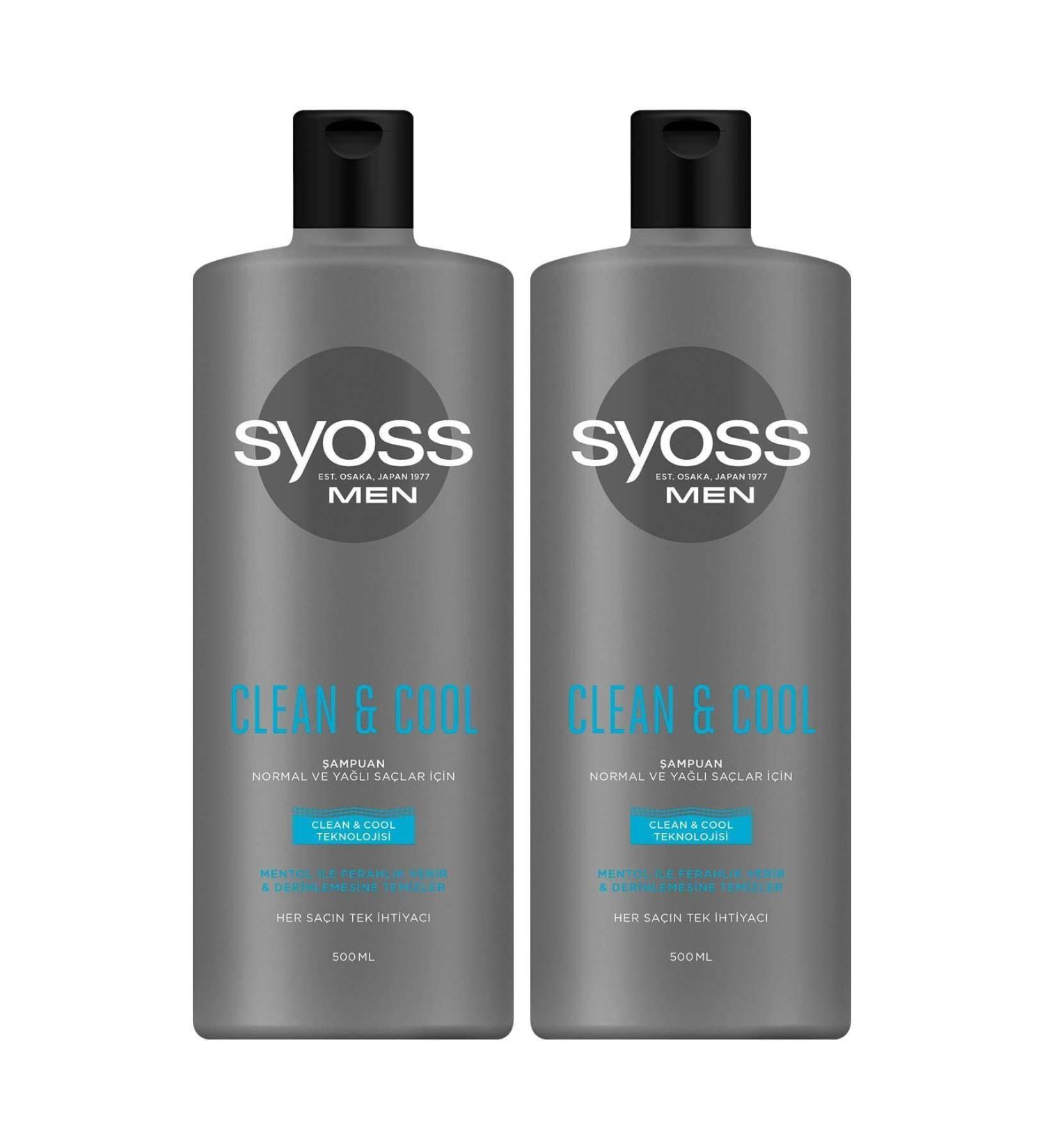 Syoss Men Clean & Cool Menthol Effective Shampoo 500 ml X 2 Pieces - Buy Online on GoSupps.com