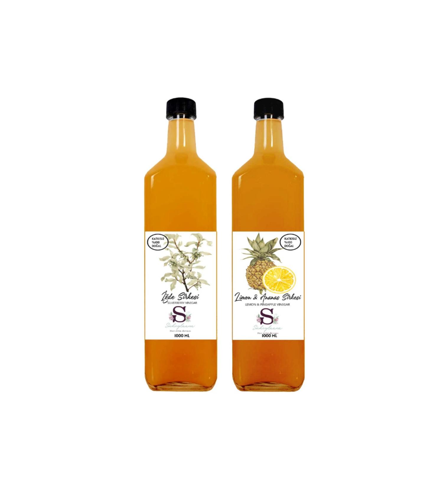 S heylaana Natural Oleaster Vinegar 1000 ml and Lemon & Pineapple Vinegar 1000 ml
