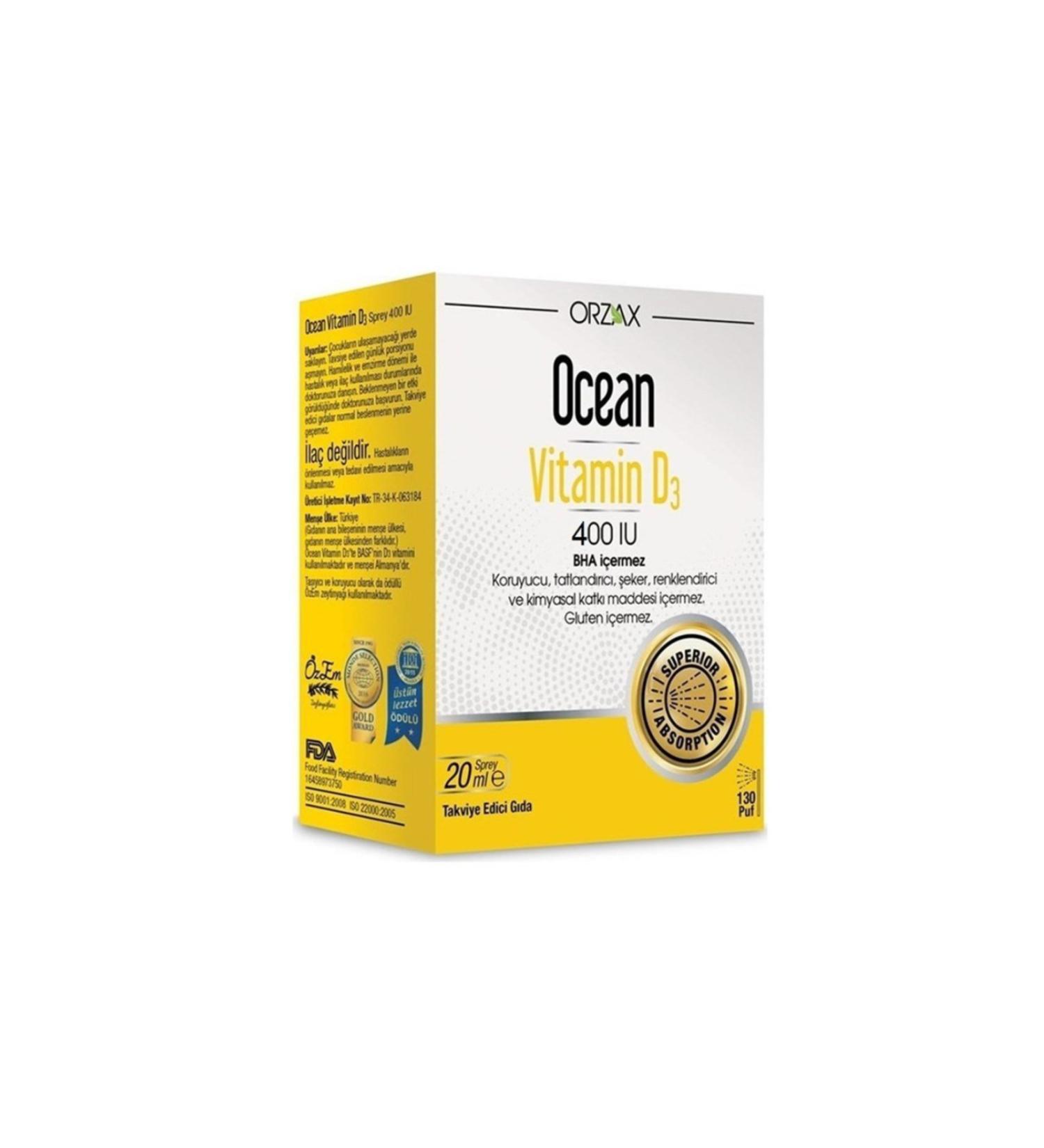 Ocean Orzax Ocean Vitamin D3 400 IU Spray 20ml-MFREYON00988