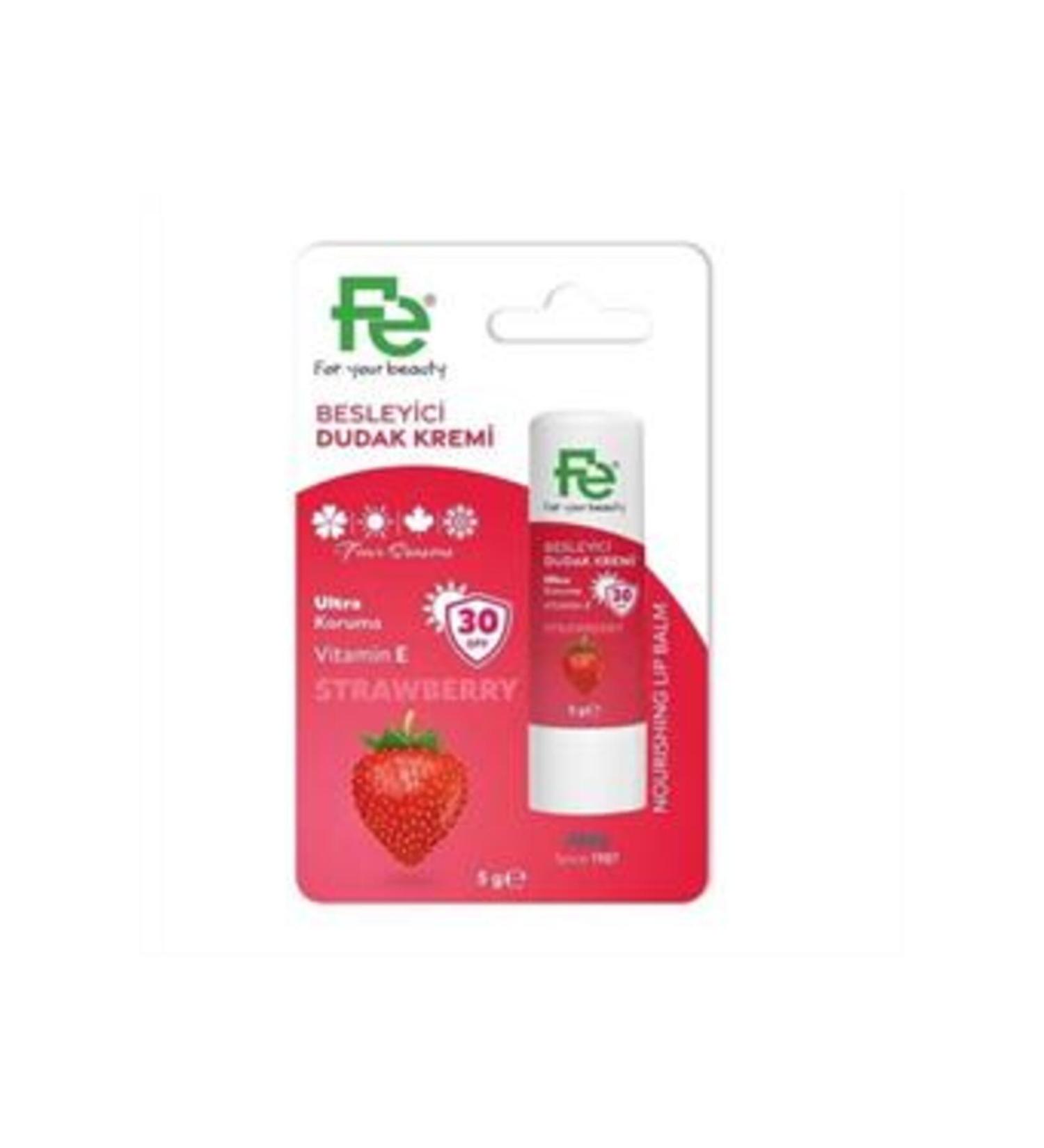 Fe ( CLAY MASK GIFT ) Fe Nourishing Strawberry Lip Balm ( 1 PIECE )