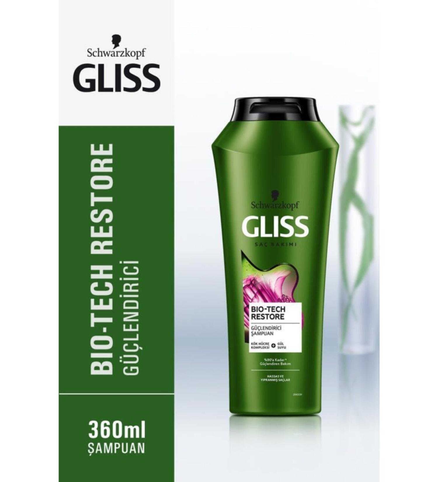 Gliss Bio-tech Restore Strengthening Shampoo - With Stem Cell Complex and Rose Water 360 ml - Buy Online on GoSupps.com