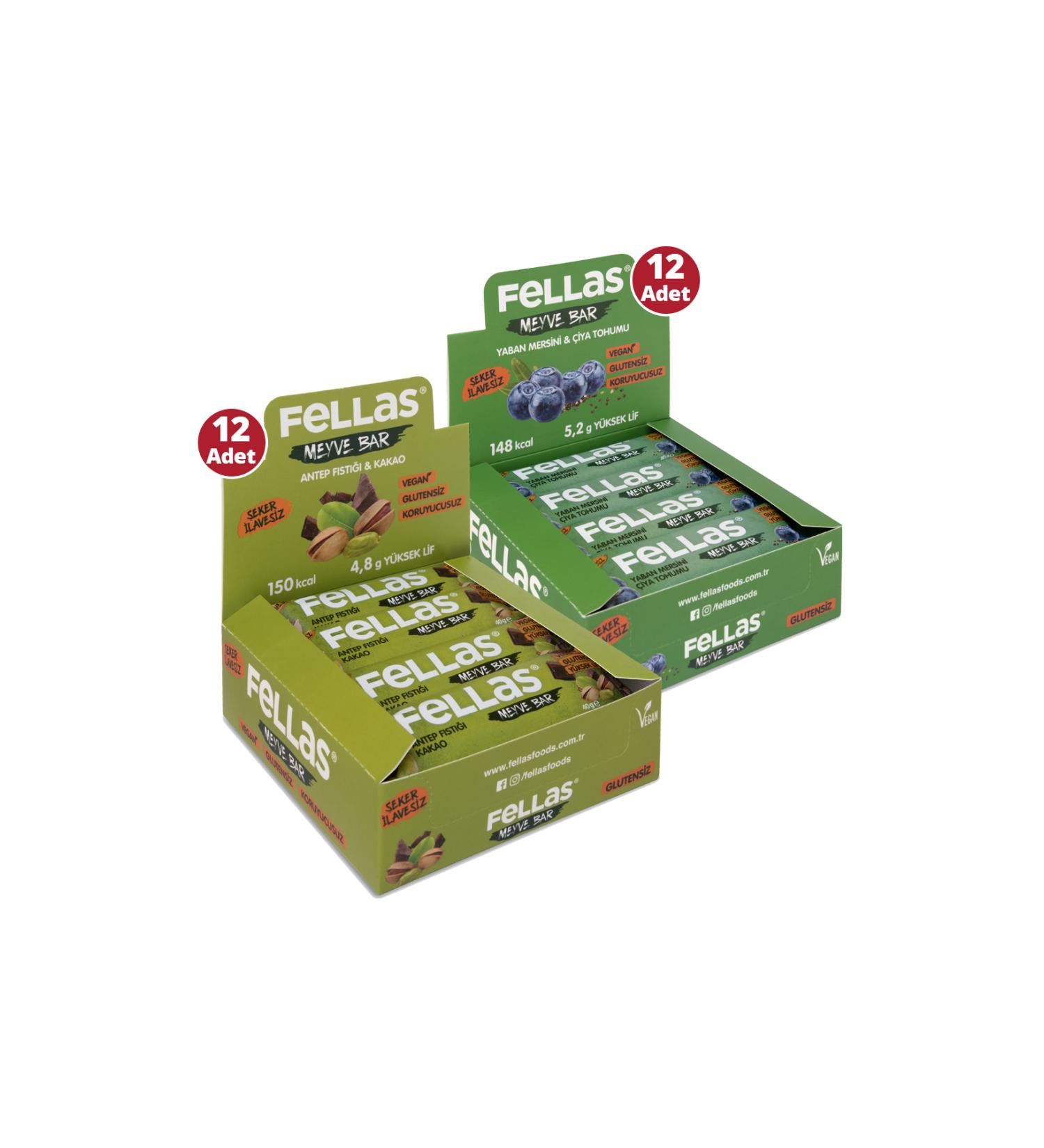 Fellas Fruit Bar 40 G Super Double Box 24 Pieces - Pistachio X 12 Pieces + Blueberry X 12 Pieces - Buy Online on GoSupps.com