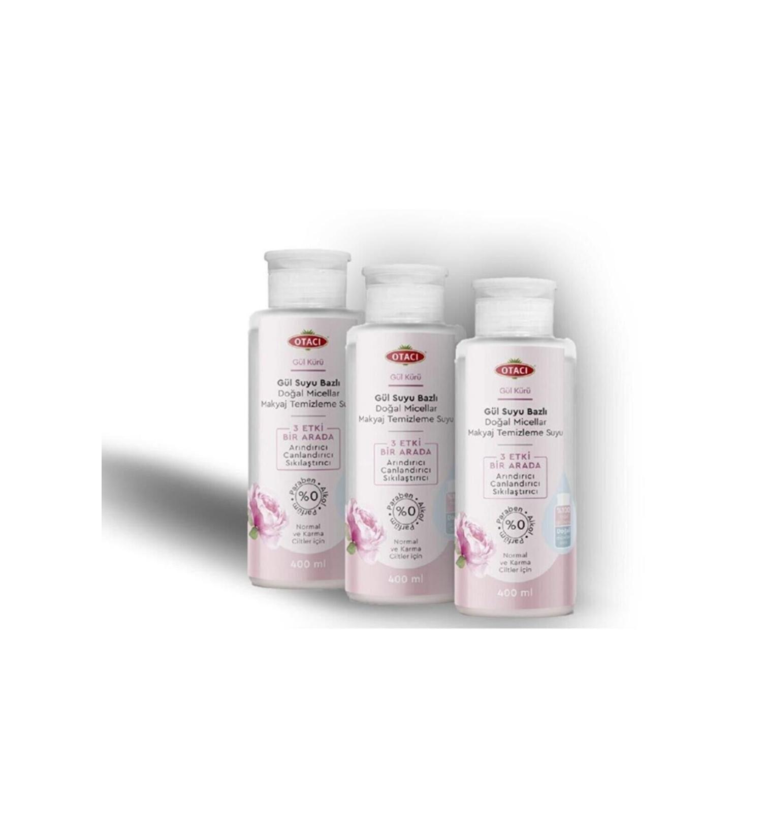 Otac Rose Cure Rose Water Based Natural Micellar Makeup Remover Water 400 ml (3 Pieces) Pra-378045