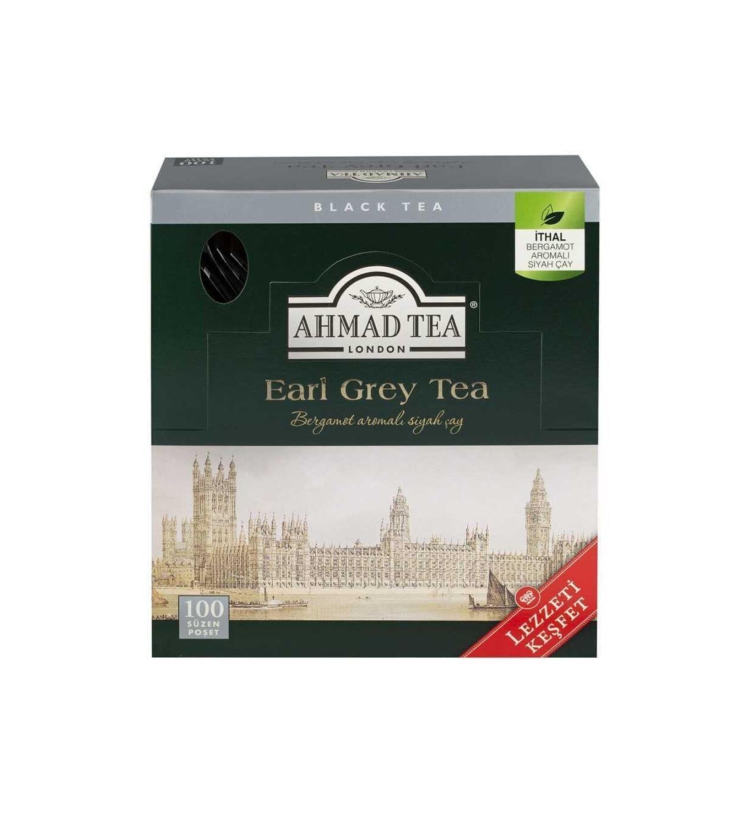 Ahmad Tea Early Grey Tea X100 Bergamot Flavored Glass Tea Bag