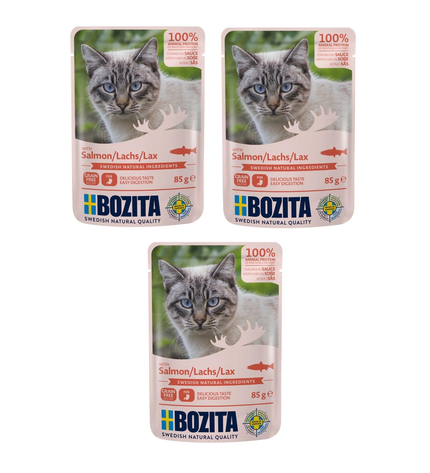 Bozita Pouch Salmon Grain-Free Cat Wet Food 85 Gr. X 3 Pieces